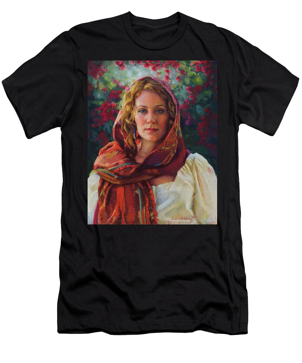 Woman T-Shirt featuring the painting Captivated by Jean Hildebrant
