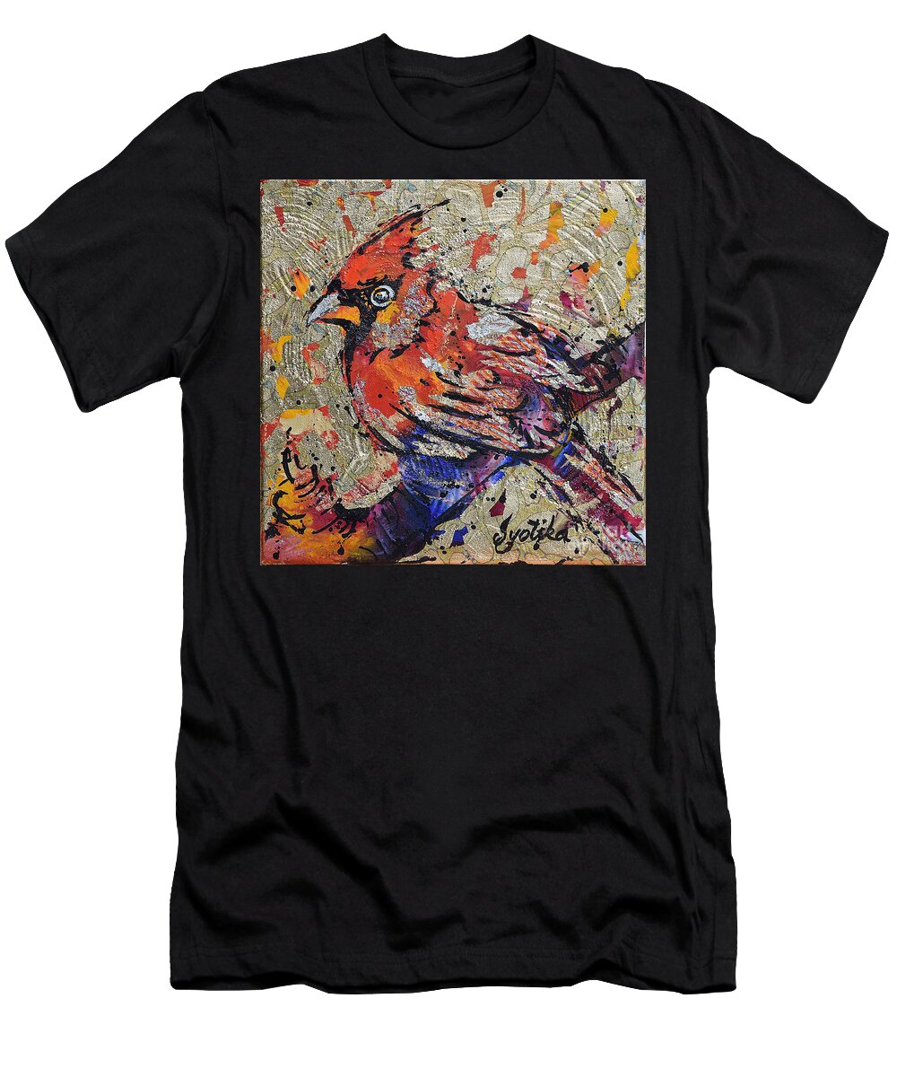 Cardinal T-Shirt featuring the painting Cardinal by Jyotika Shroff
