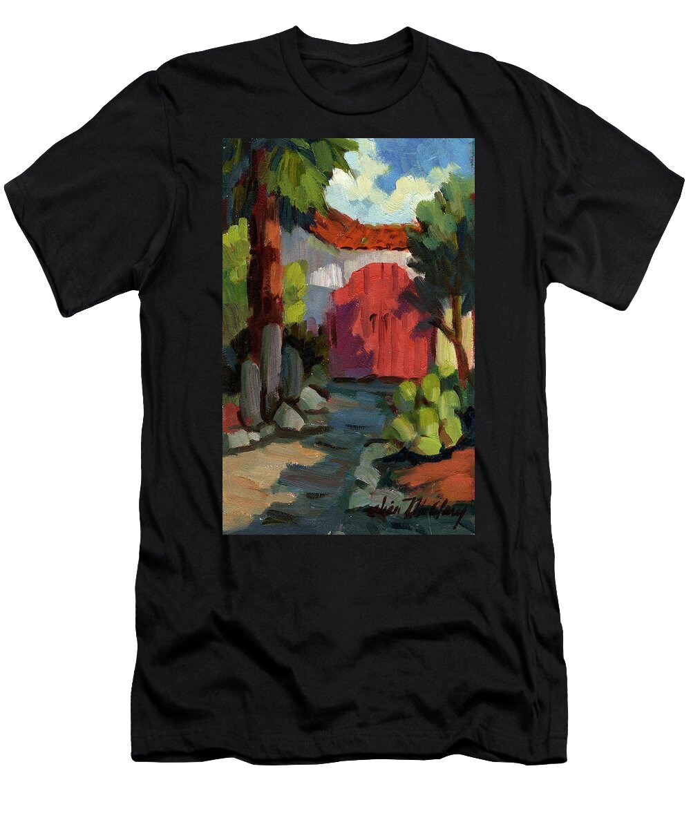 Casa Tecate T-Shirt featuring the painting Casa Tecate Gate by Diane McClary