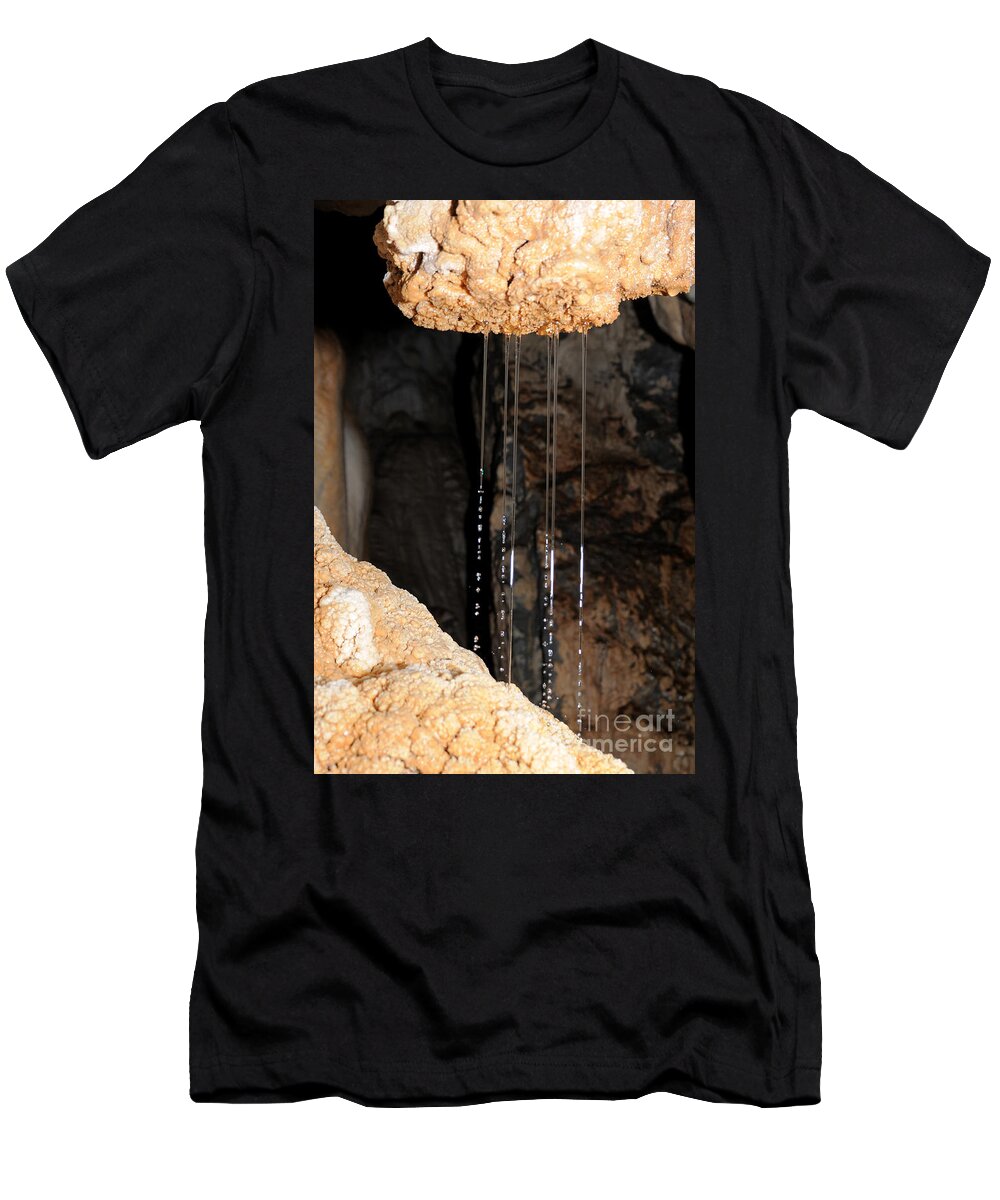 Earth Science T-Shirt featuring the photograph Cave Shower In Lagangs Cave by Fletcher & Baylis