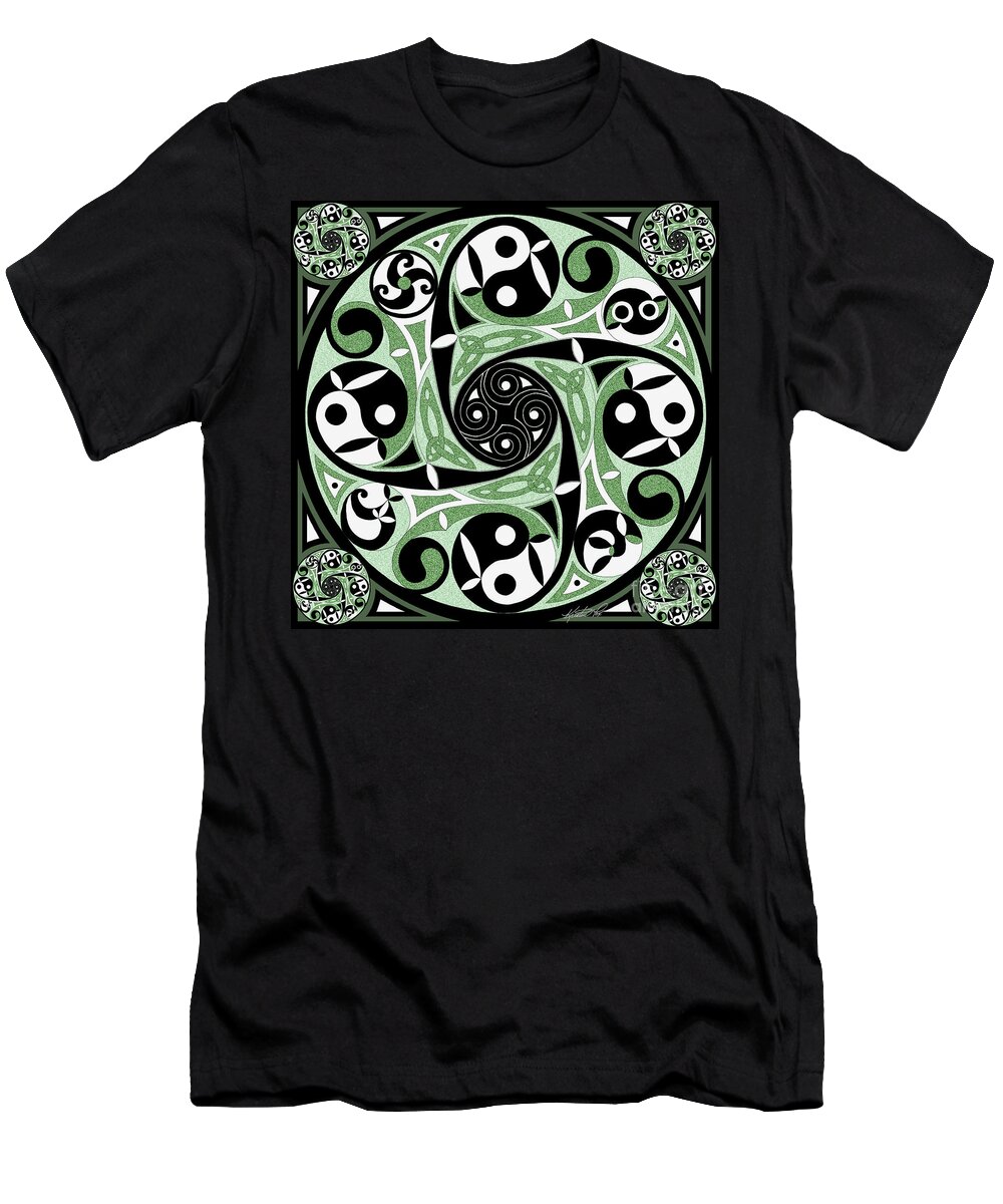 Artoffoxvox T-Shirt featuring the mixed media Celtic Spiral Stepping Stone by Kristen Fox