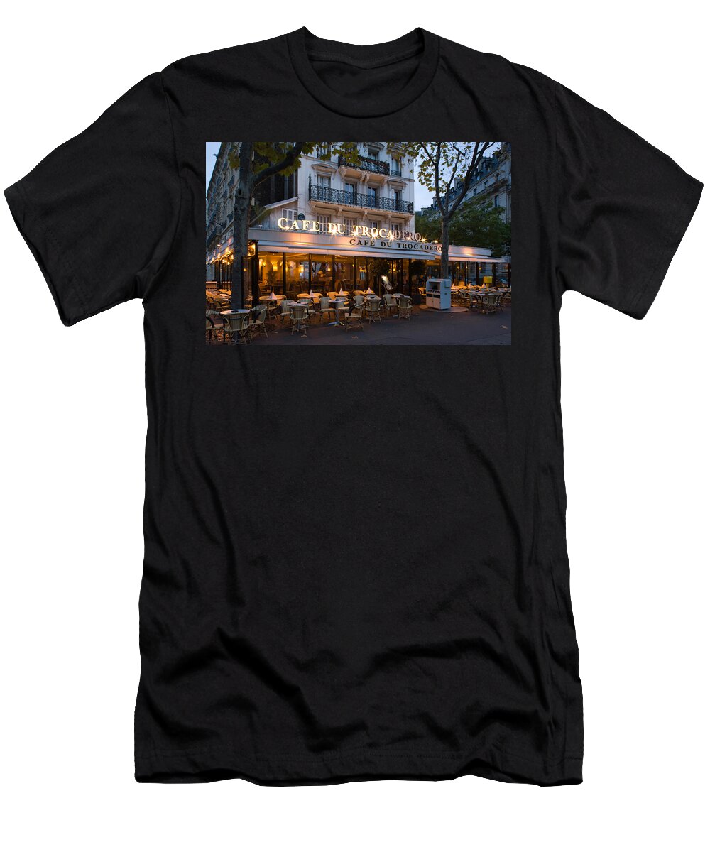 Photography T-Shirt featuring the photograph Chairs And Tables In A Restaurant by Panoramic Images