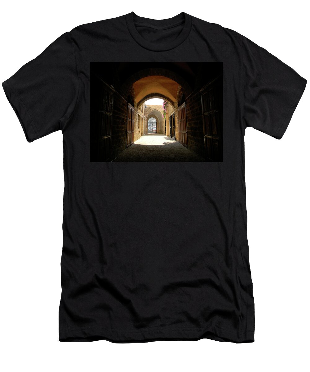 Marwan T-Shirt featuring the photograph Chaos Beyond the Gate by Marwan George Khoury