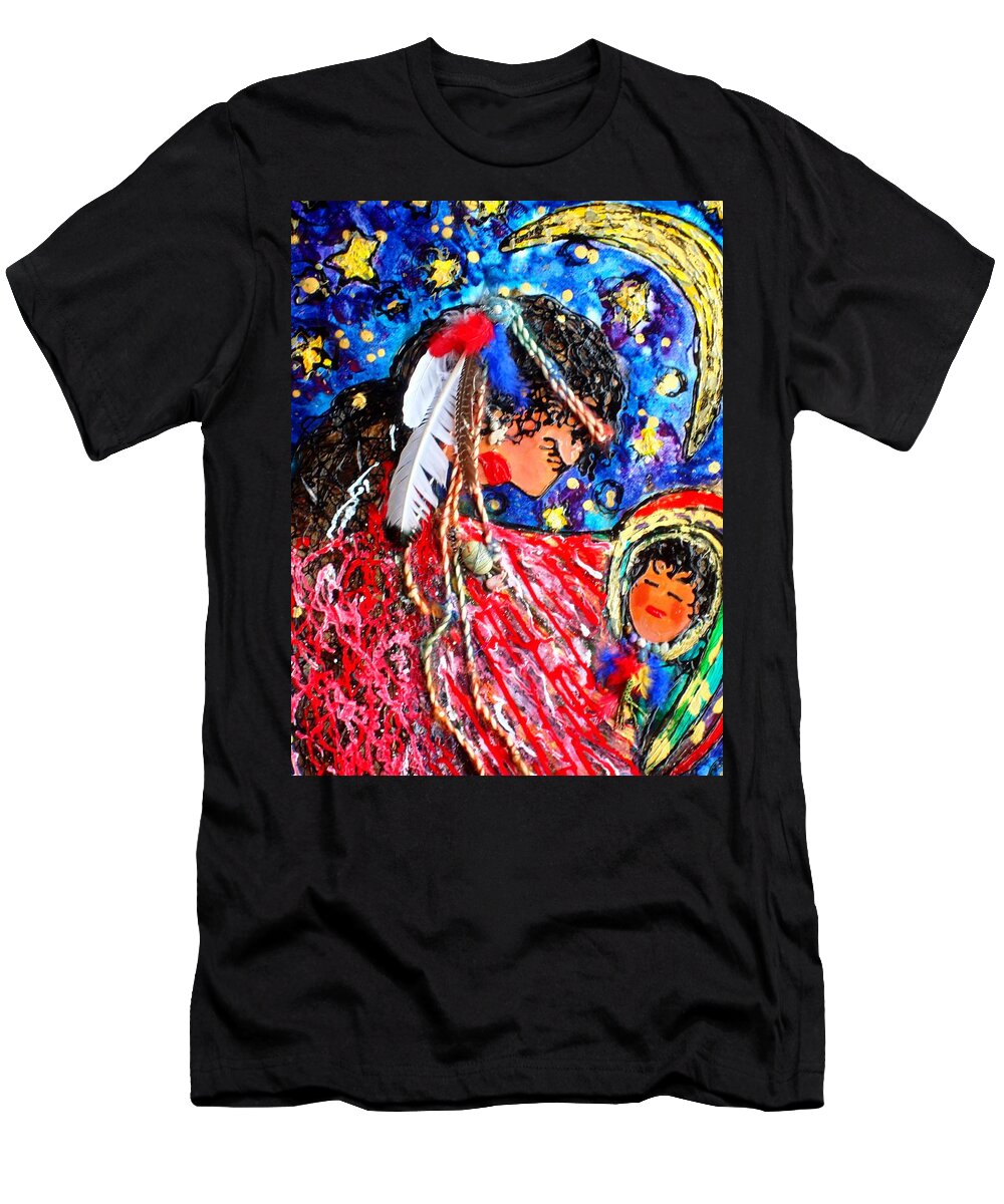 Fine Art T-Shirt featuring the painting Cherokee Trail of Tears Mother and Child by Laura Grisham