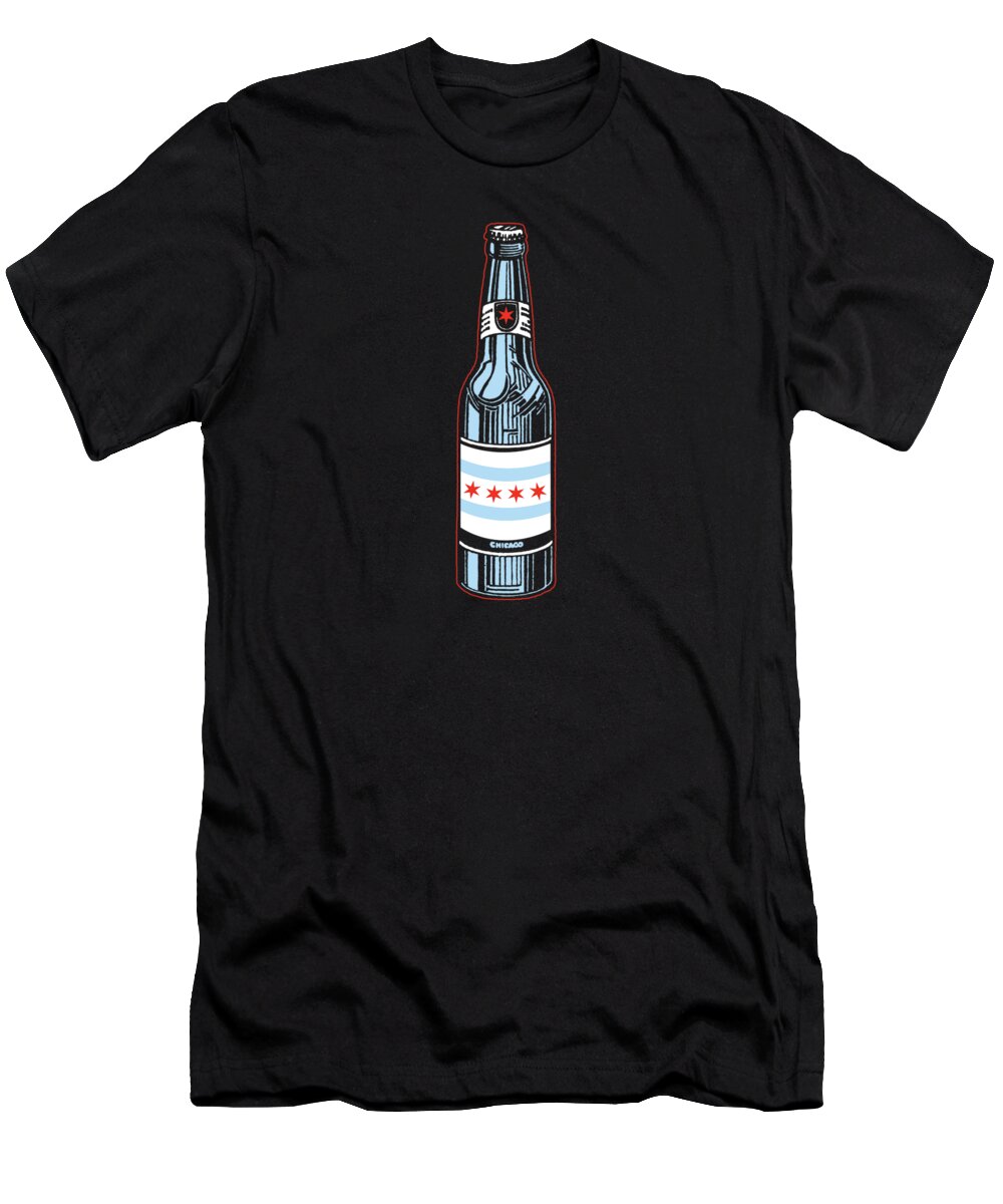 Chicago T-Shirt featuring the digital art Chicago Beer by Mike Lopez