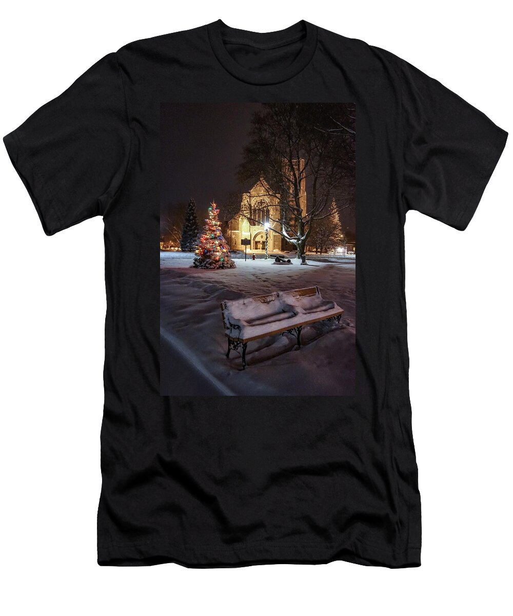  T-Shirt featuring the photograph Church of St Mary St Paul at Christmas by Kendall McKernon