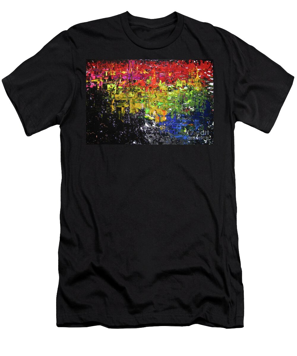 Abstract T-Shirt featuring the painting City Lights by Jacqueline Athmann