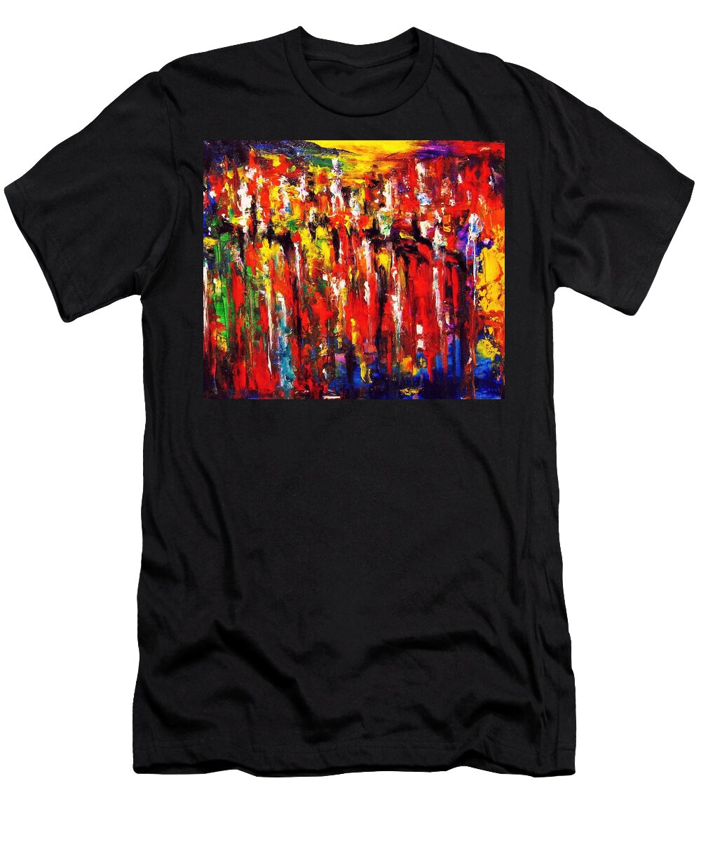 Energy Art T-Shirt featuring the painting CITY. Series ColorScapes. by Helen Kagan