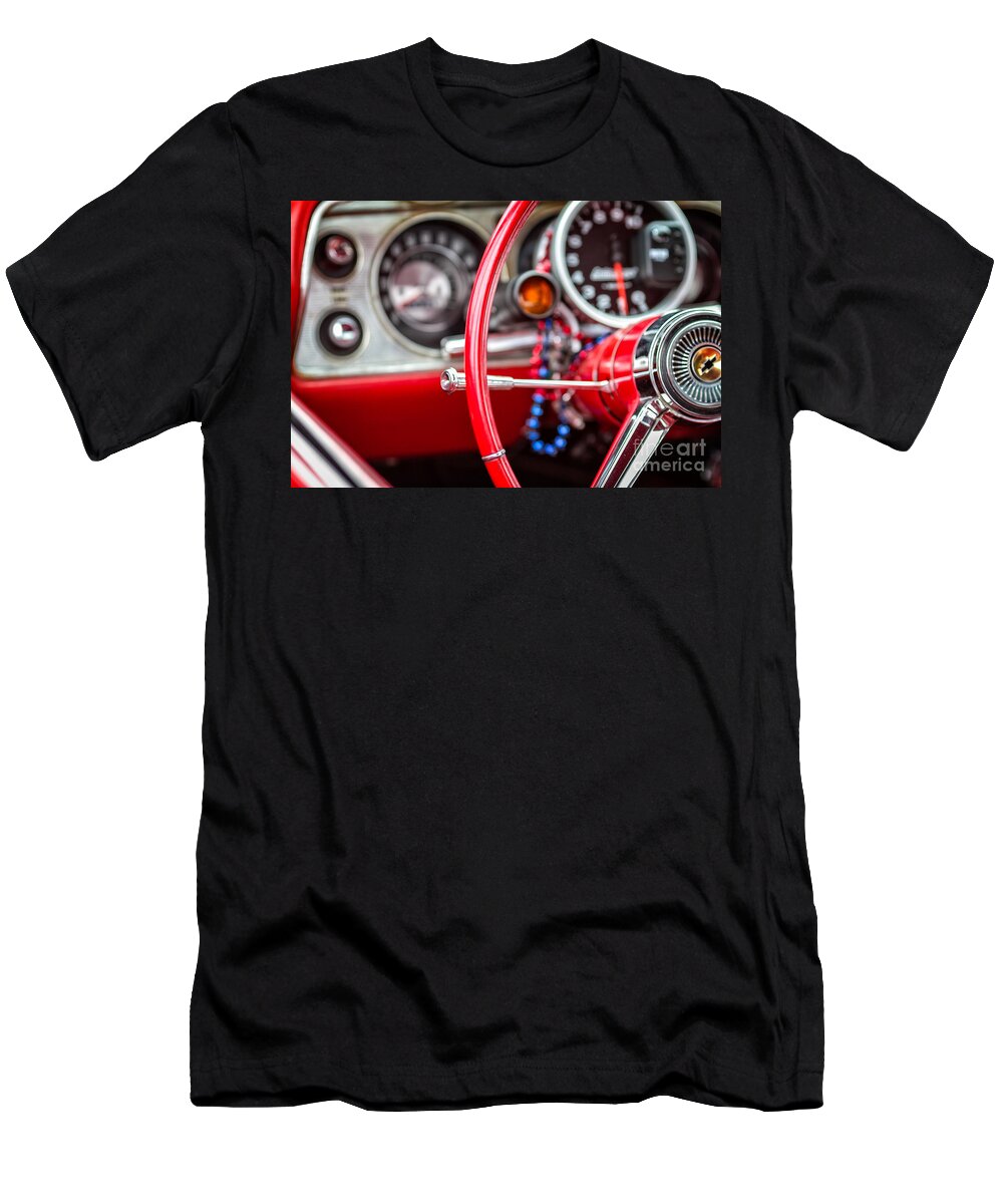 Classic Car T-Shirt featuring the photograph Classic Chevrolet Interior - Red by Jarrod Erbe