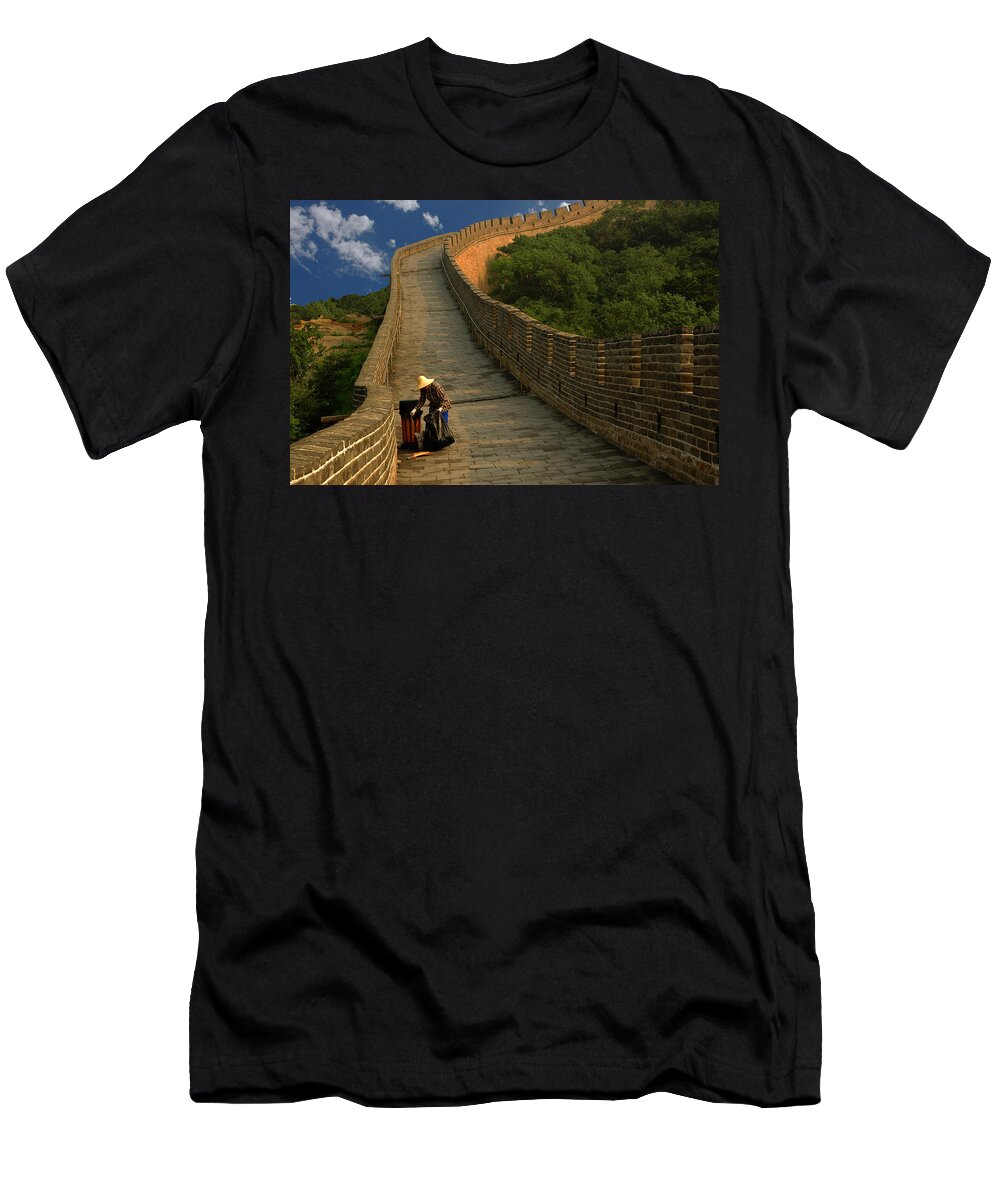 Cleaning The Great Wall T-Shirt featuring the photograph Cleaning The Great Wall by Harry Spitz