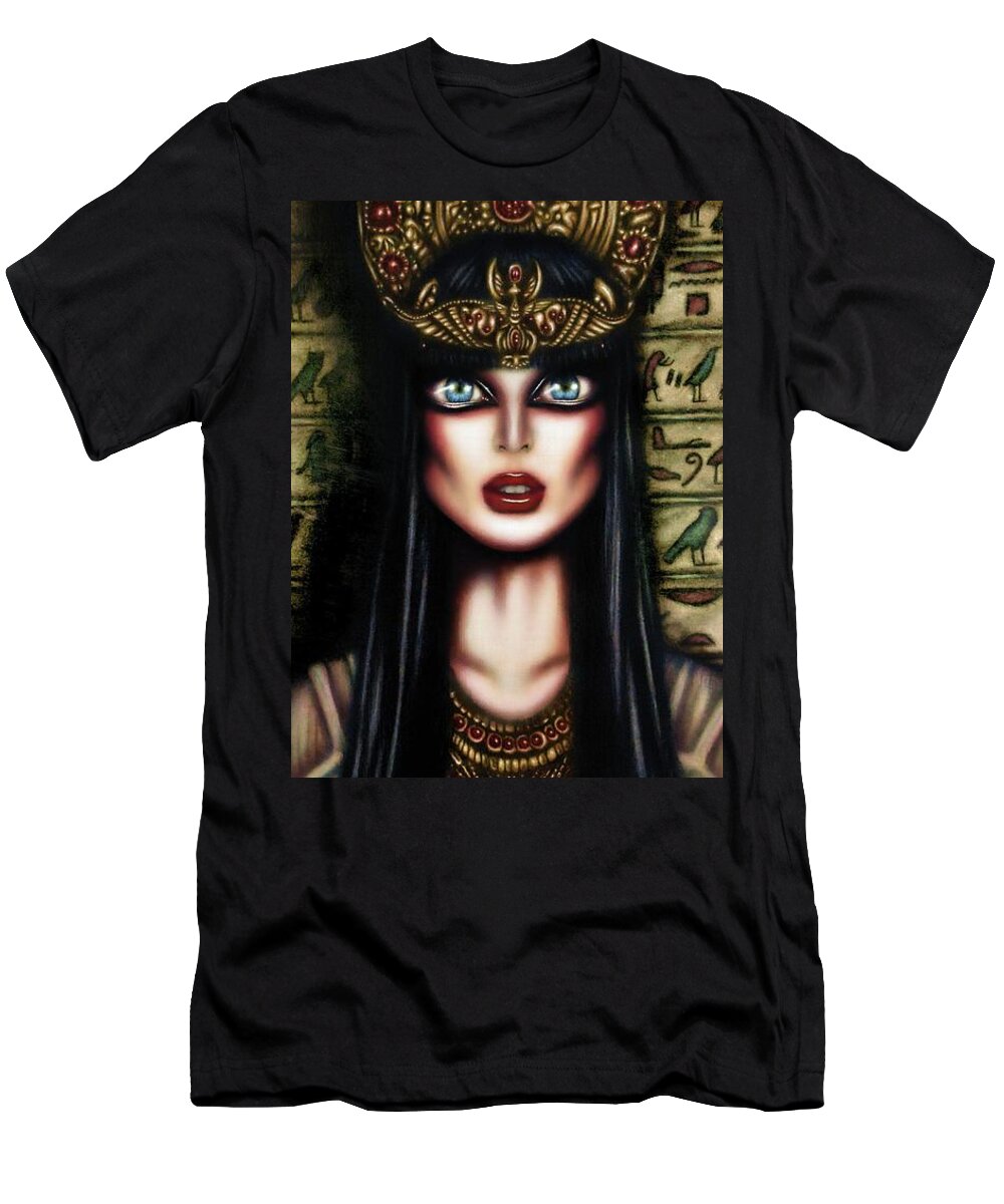 White T-Shirt featuring the painting Cleopatra Painting by Tiago Azevedo Pop Surrealism Art by Tiago Azevedo