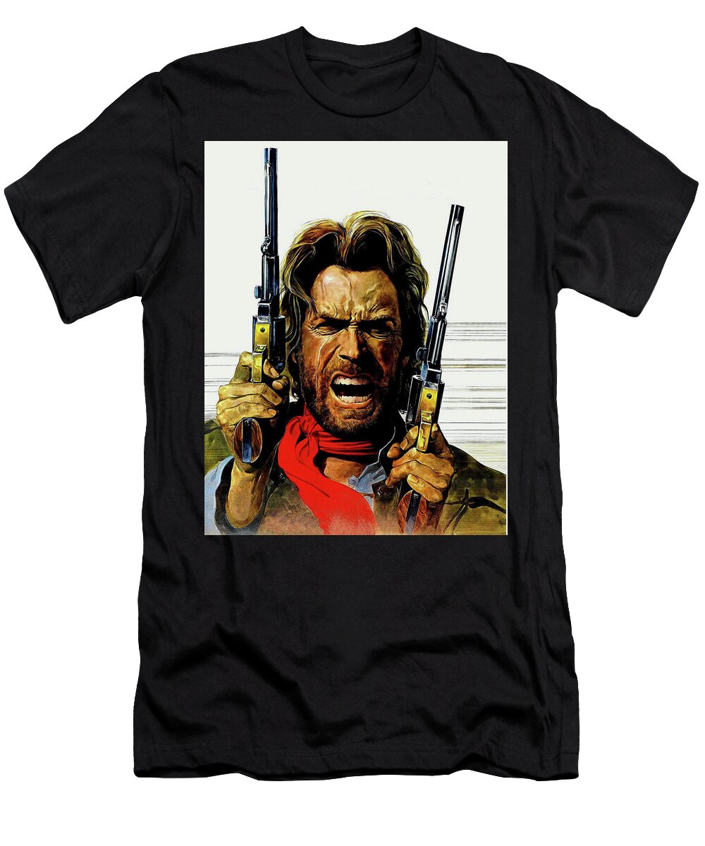 Clint Eastwood As Josey Wales T-Shirt featuring the mixed media Clint Eastwood As Josey Wales by David Dehner