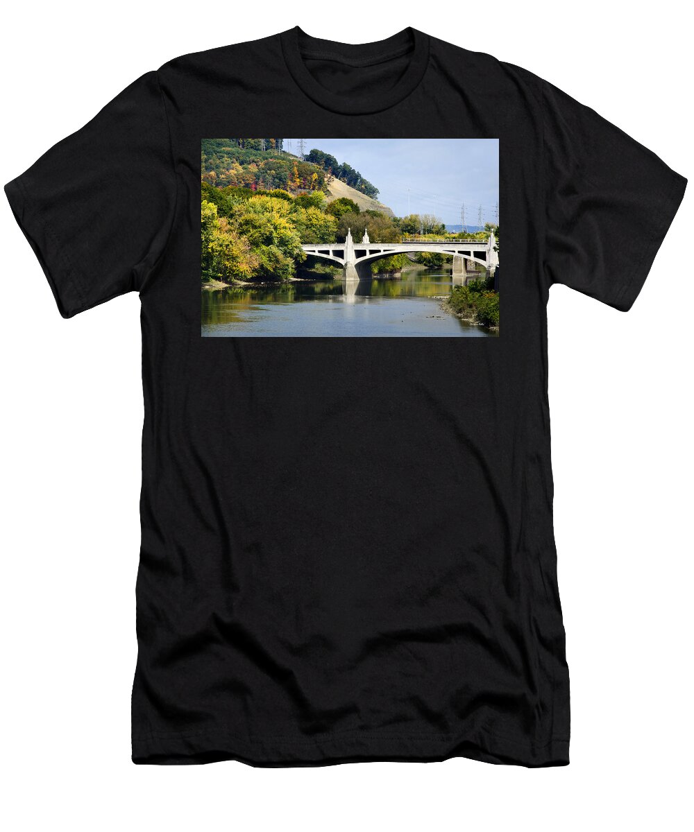 Bridge T-Shirt featuring the photograph Clinton St. Bridge Prospect Mountain Binghamton NY by Christina Rollo
