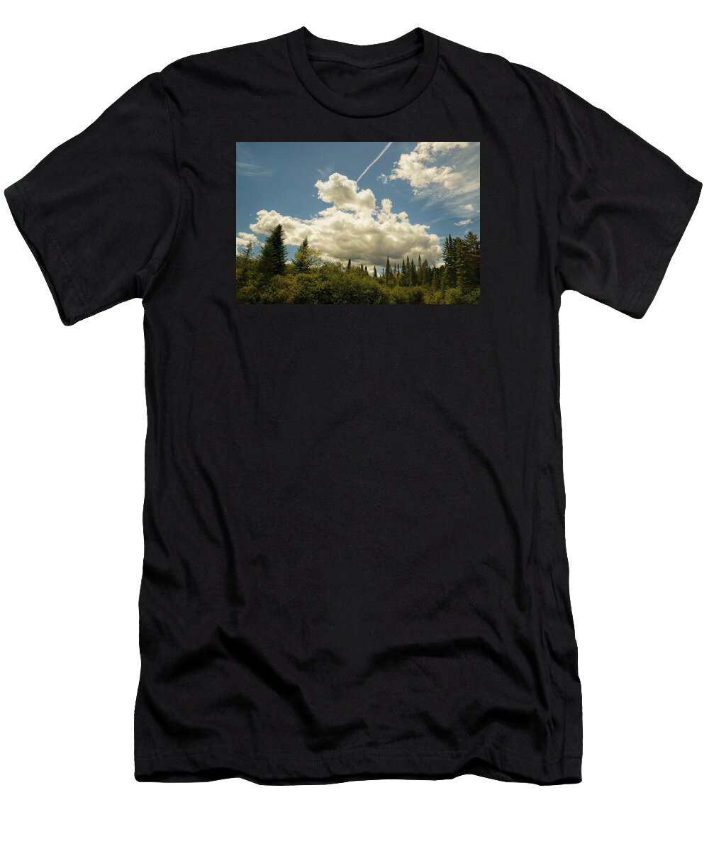 Adirondacks T-Shirt featuring the photograph Clouds Over The Evergreens by Jean Macaluso