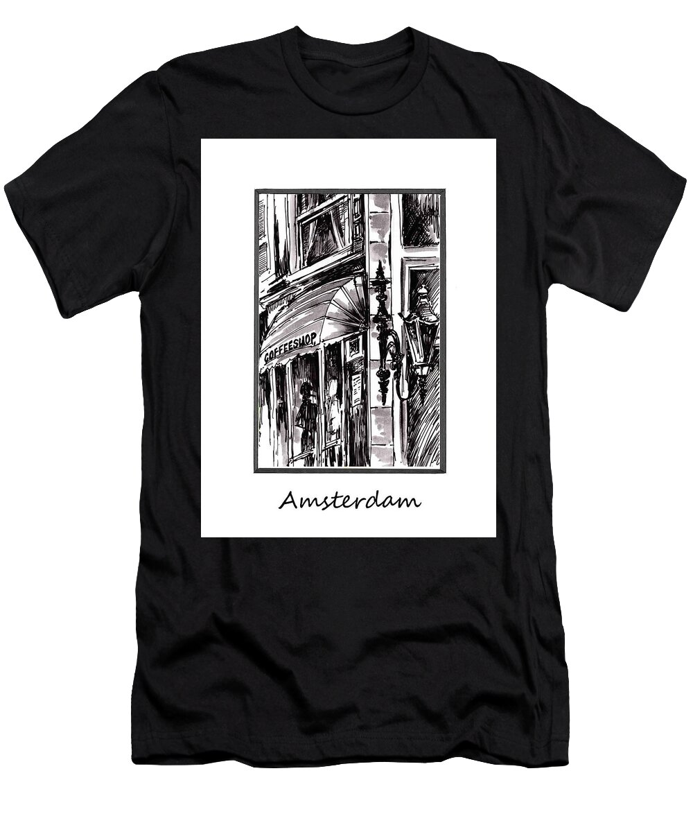 En skønne dag komme ud for Værdiløs Coffee Shop Amsterdam T-Shirt by Georgi Charaka - Fine Art America