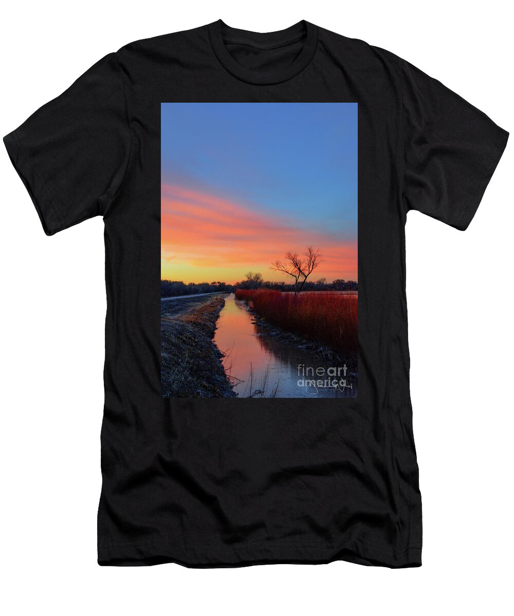 Sunrise T-Shirt featuring the photograph Cold Dawn Apache Bosque by Joanne West