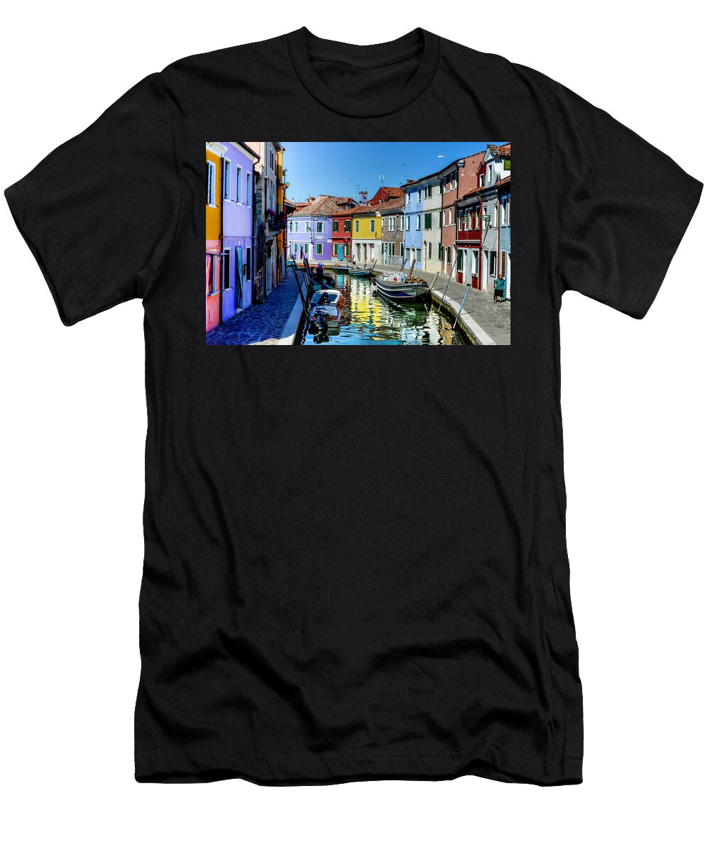 Burano T-Shirt featuring the photograph Colorful Burano 3 by Wolfgang Stocker