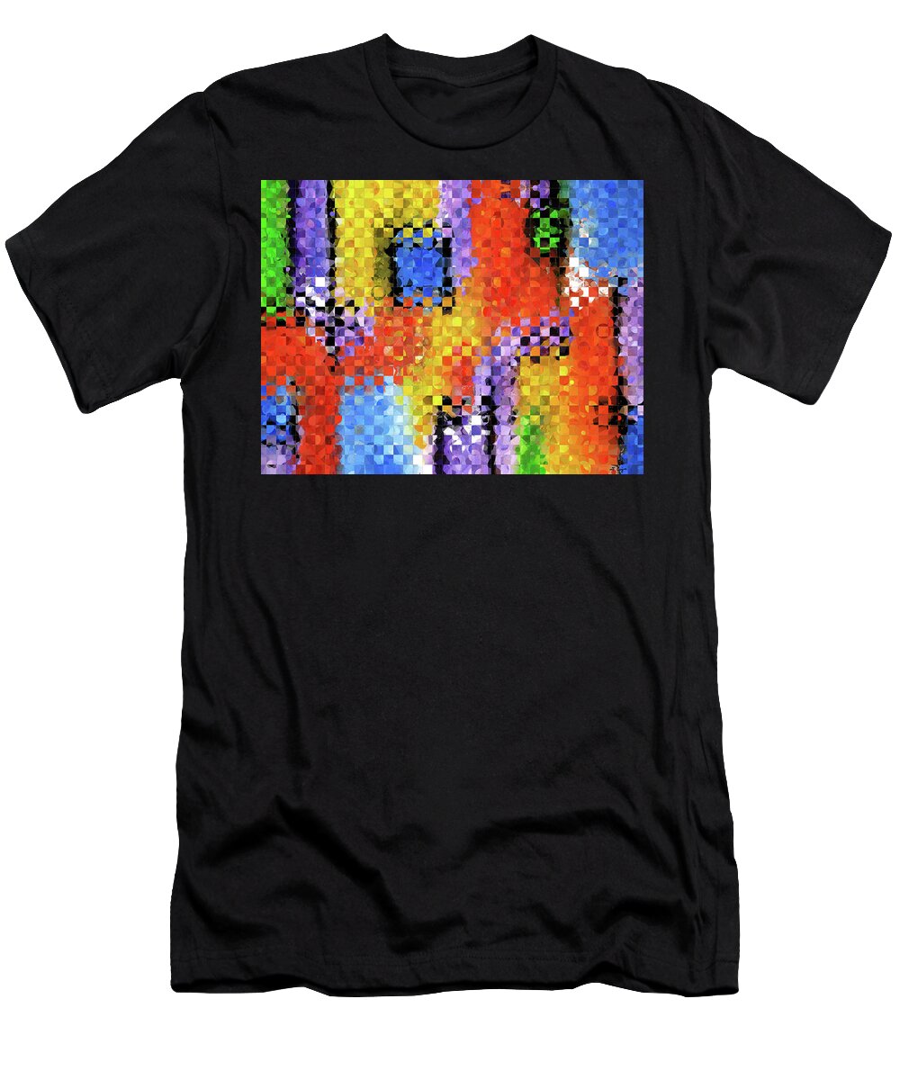 Colorful T-Shirt featuring the painting Colorful Modern Art - Pieces 11 - Sharon Cummings by Sharon Cummings