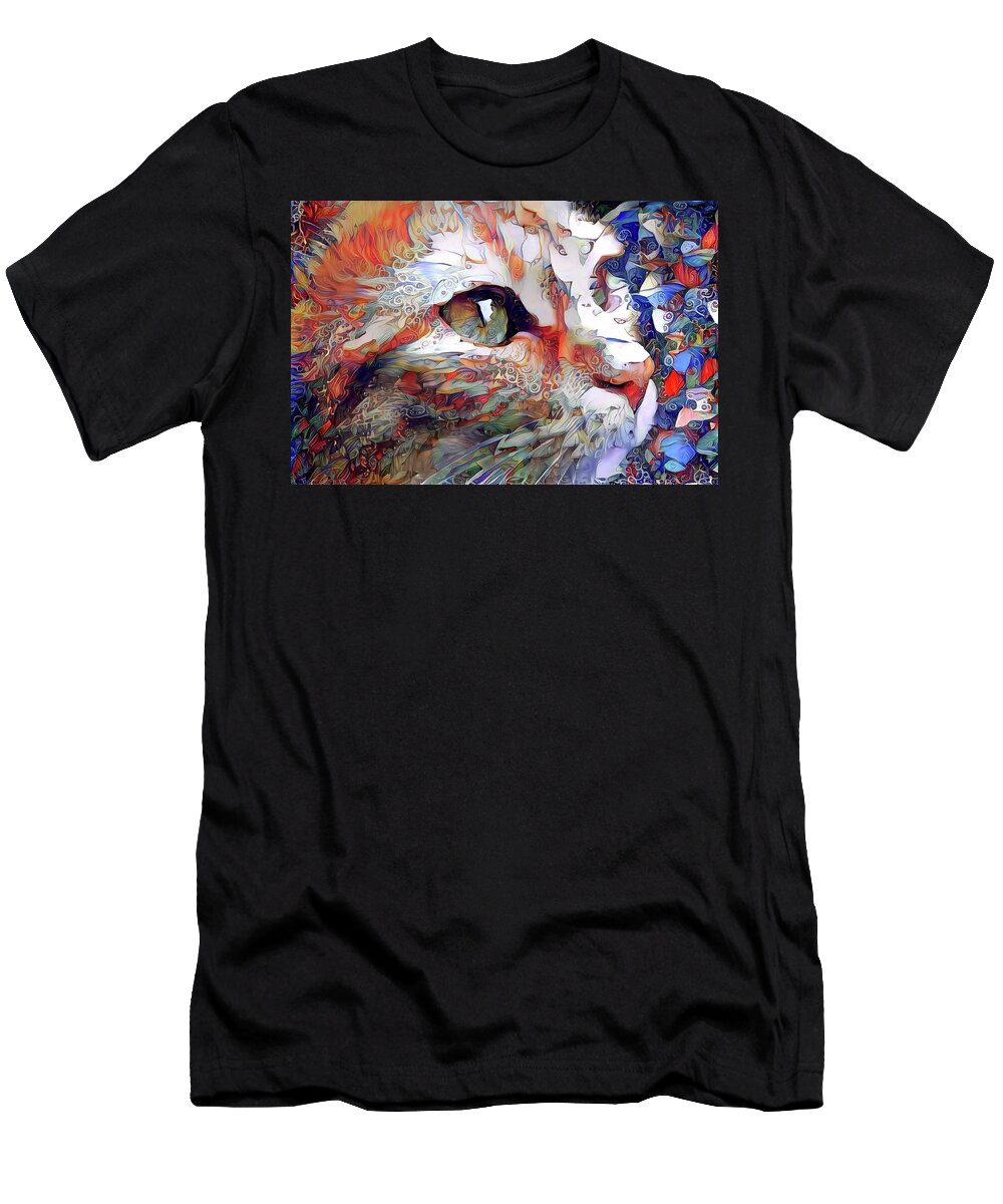 Orange Cat T-Shirt featuring the digital art Colorful Orange Cat Art by Peggy Collins