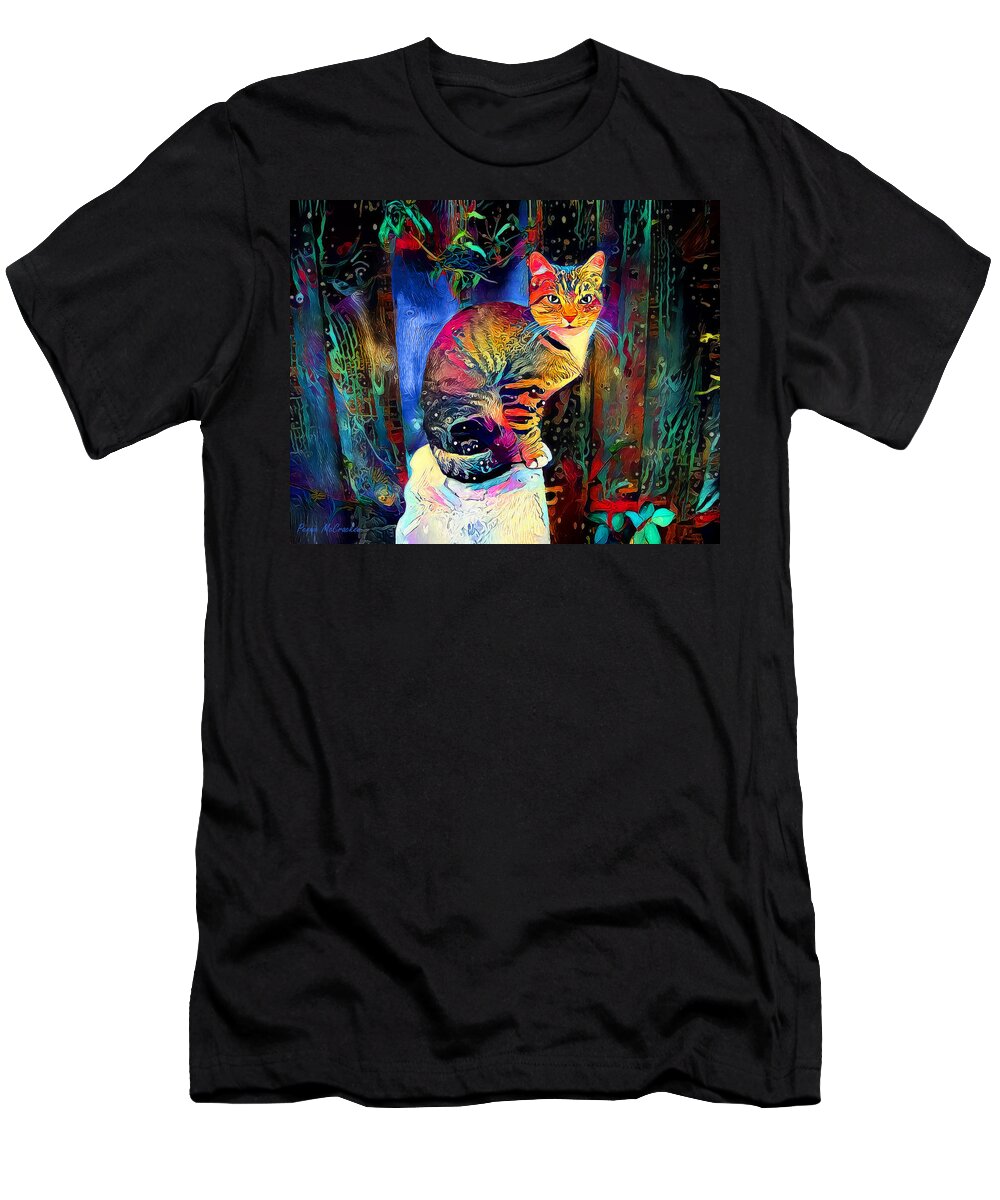 Cat T-Shirt featuring the digital art Colourful Calico by Pennie McCracken