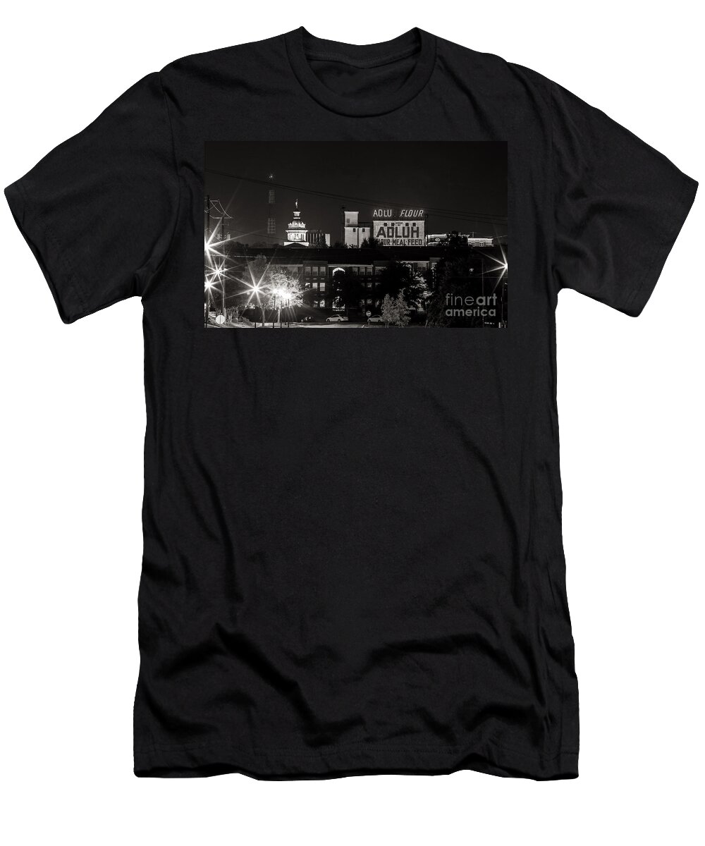 Columbia T-Shirt featuring the photograph ADLUH Flour B-W by Charles Hite