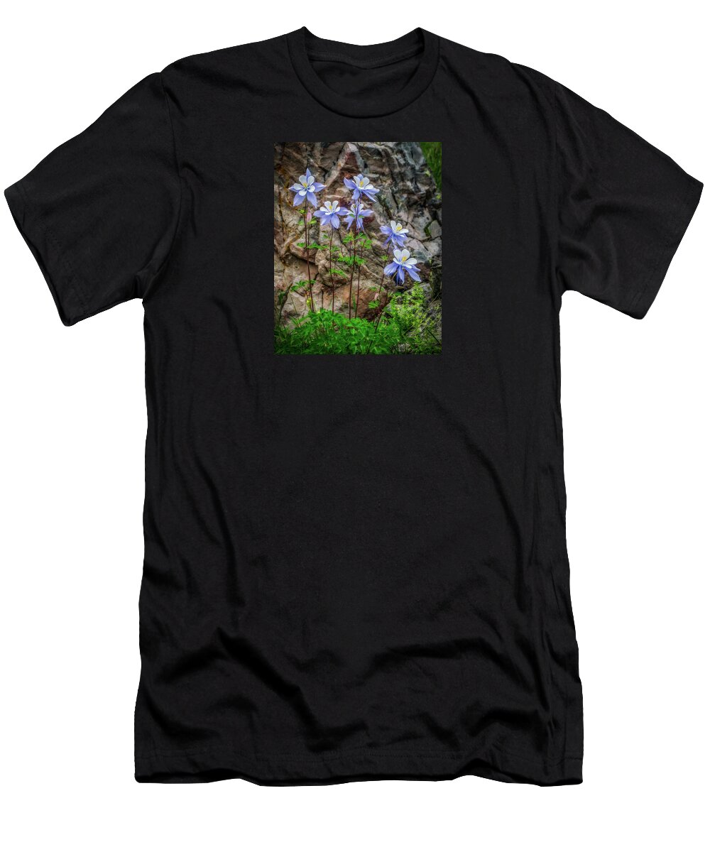  T-Shirt featuring the photograph Columbines #1 by John Strong