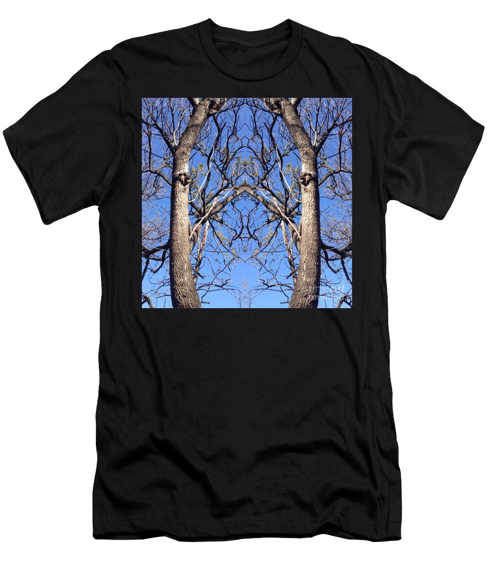 Conjoined T-Shirt featuring the photograph Conjoined Tree Collage by Nora Boghossian