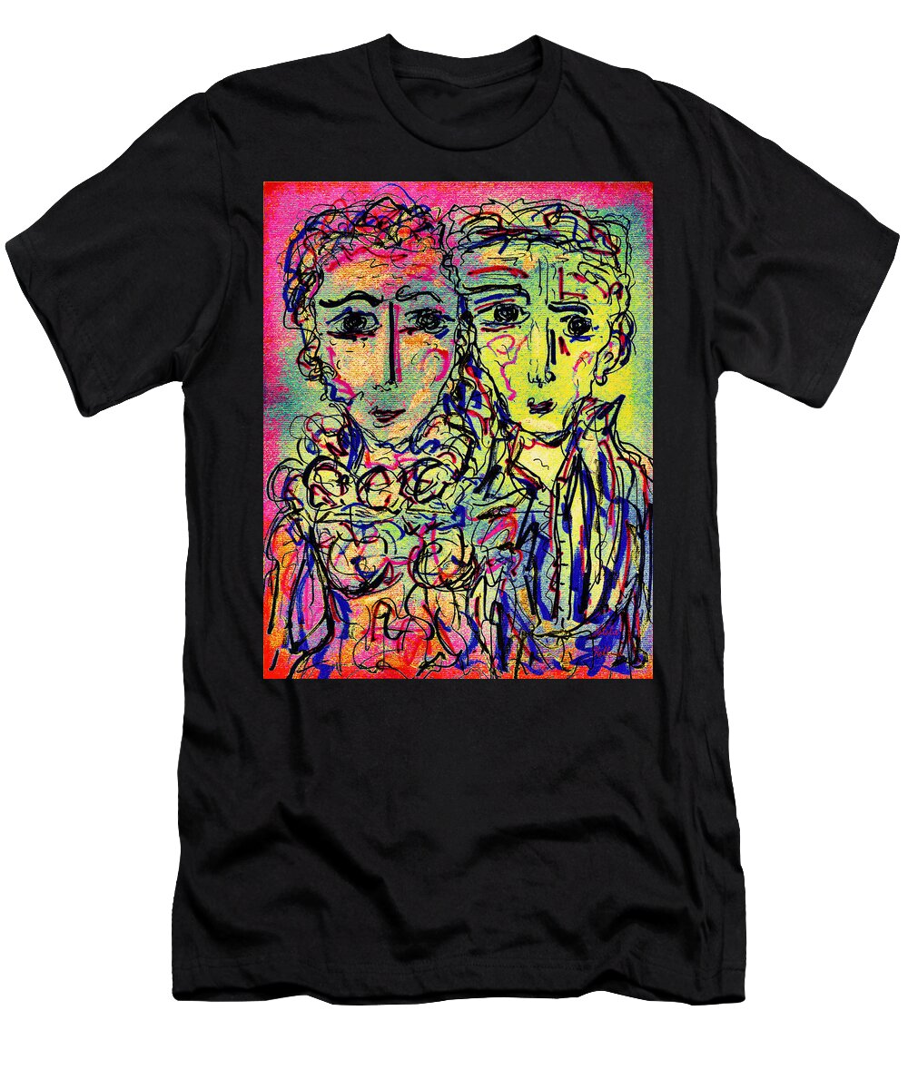 Couple T-Shirt featuring the mixed media Couple by Natalie Holland