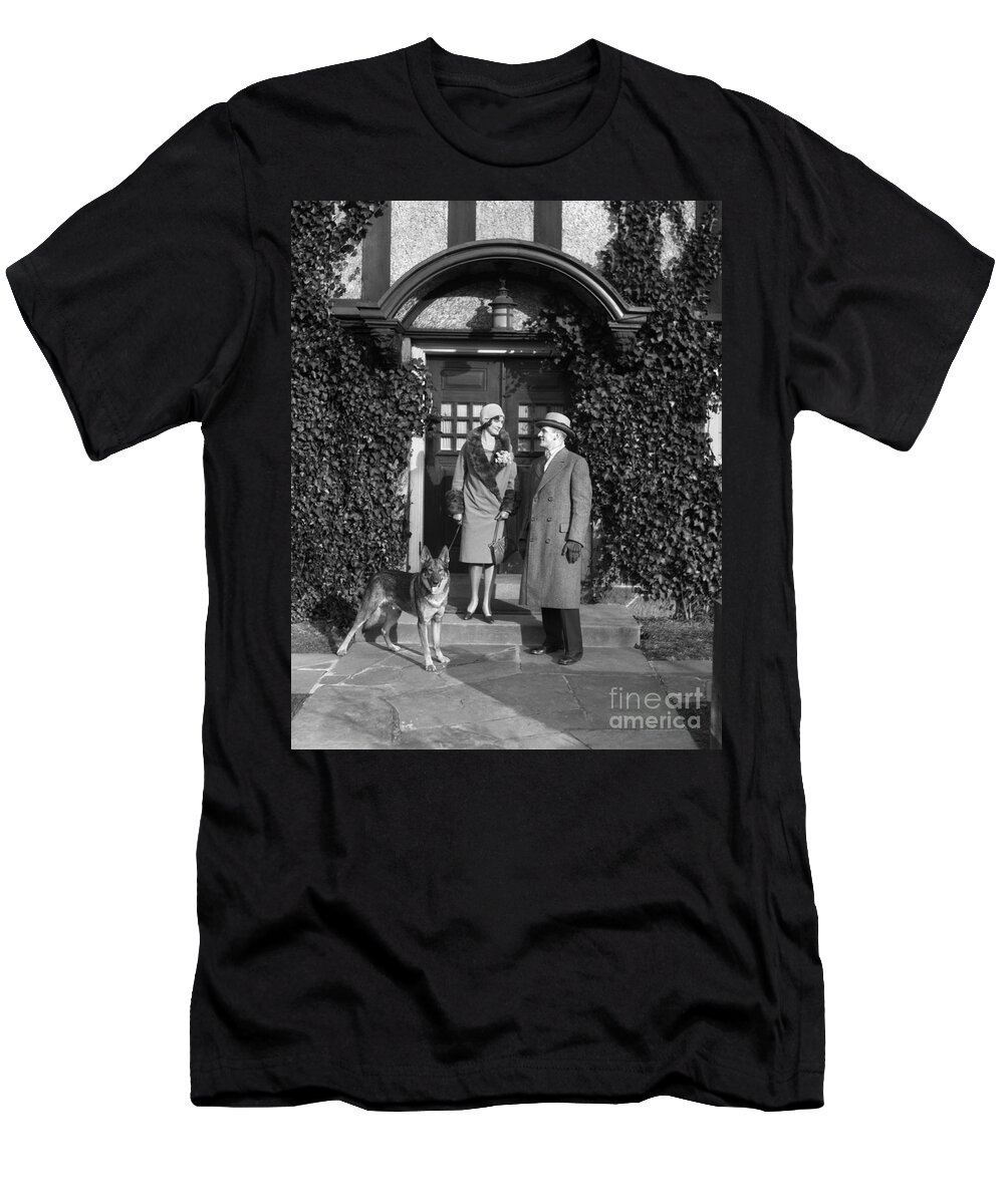 1920s T-Shirt featuring the photograph Couple On Steps, C.1920s by H. Armstrong Roberts/ClassicStock