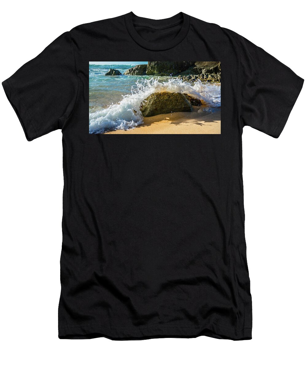 Seascape T-Shirt featuring the photograph Crashing over the Rock by Jason Brooks