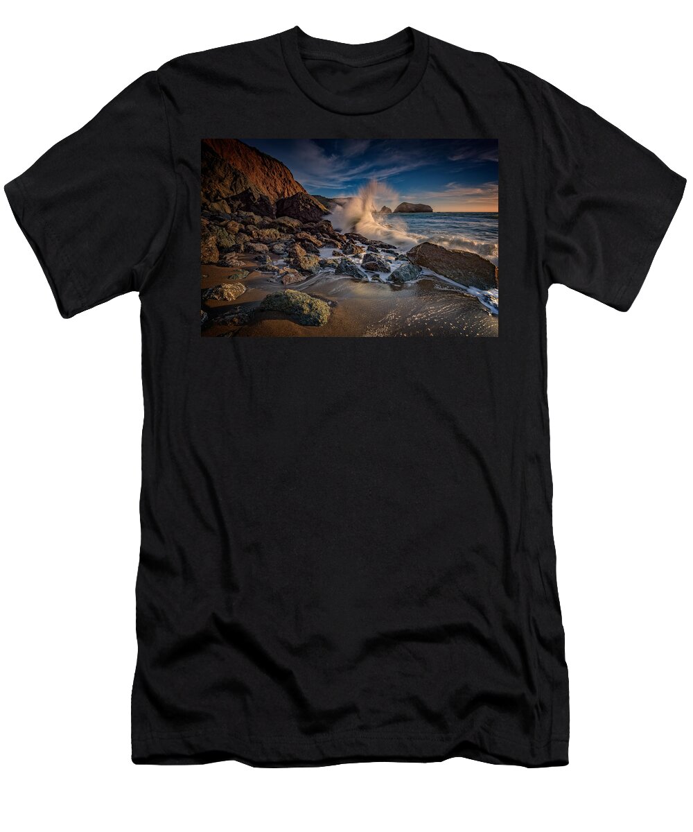 Marin Headlands T-Shirt featuring the photograph Crashing Waves on Rodeo Beach by Rick Berk