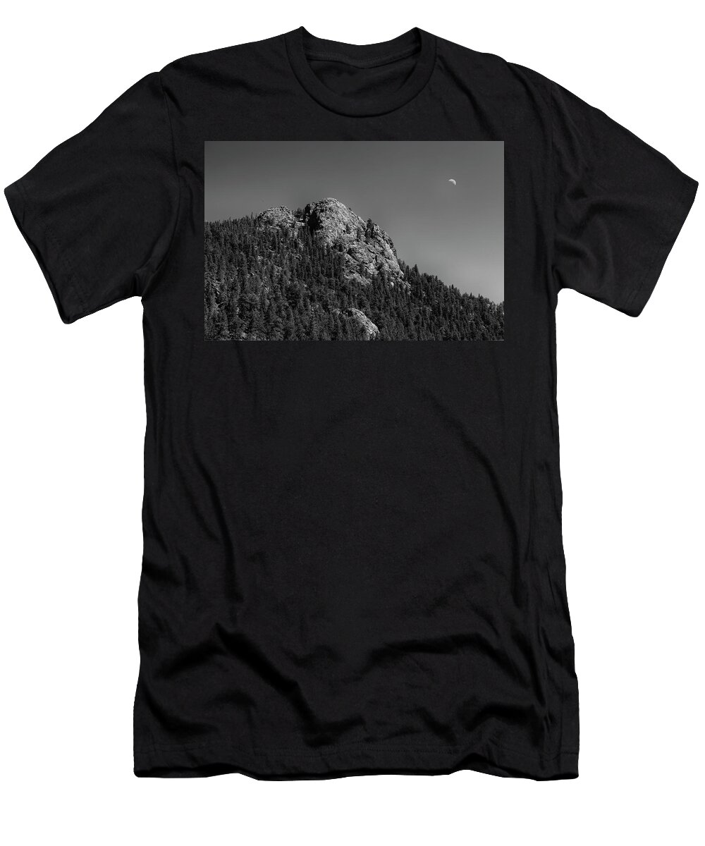 Buffalo Rock T-Shirt featuring the photograph Crescent Moon and Buffalo Rock by James BO Insogna