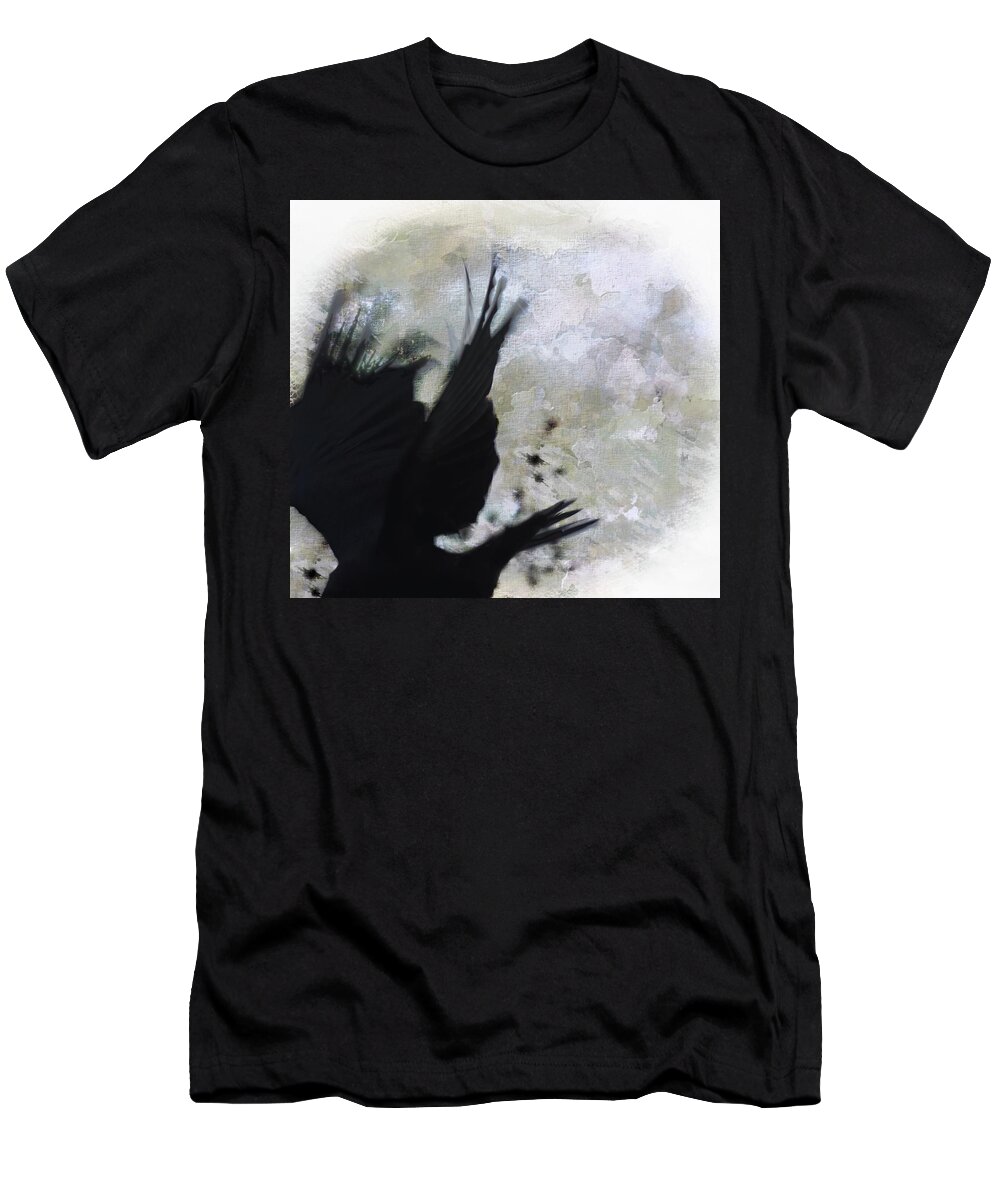  T-Shirt featuring the photograph Crow Fly by Stoney Lawrentz