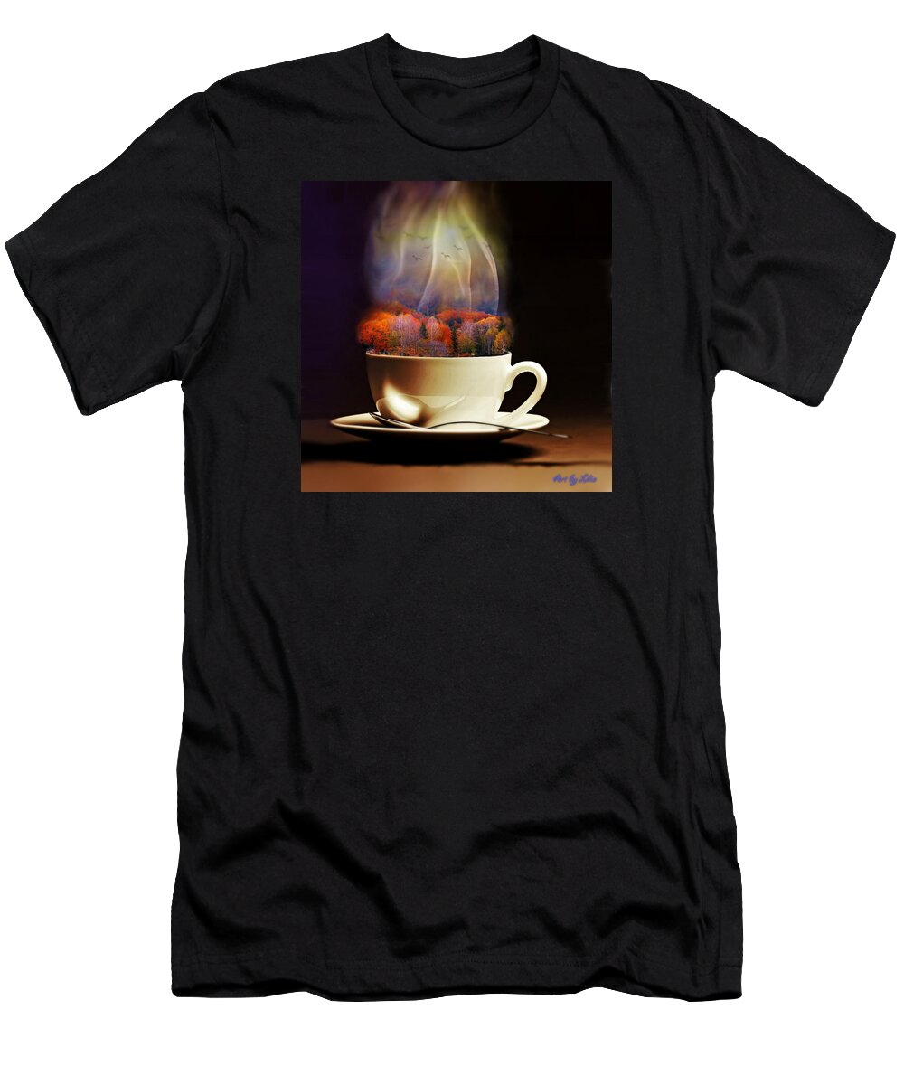 Nature T-Shirt featuring the digital art Cup of Autumn by Lilia S