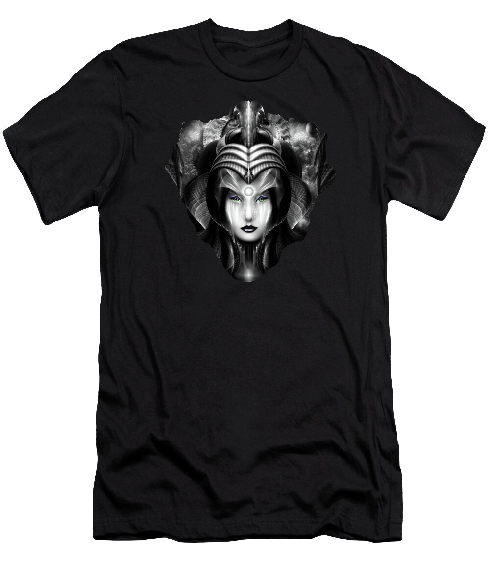Portrait Of Cyiria T-Shirt featuring the digital art Cyiria Queen Of The Dark Realm by Rolando Burbon