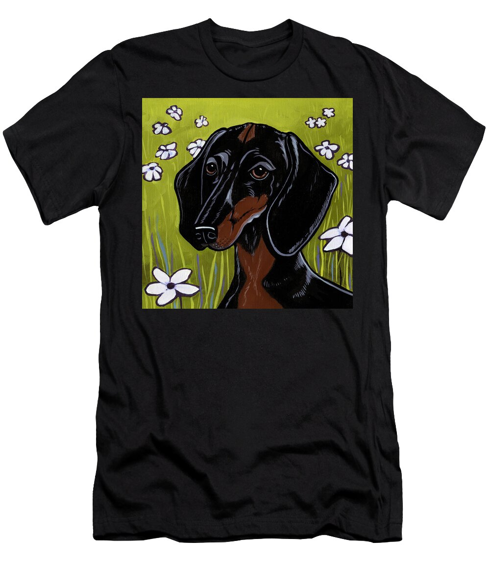 Dachshund T-Shirt featuring the painting Dachshund by Leanne Wilkes
