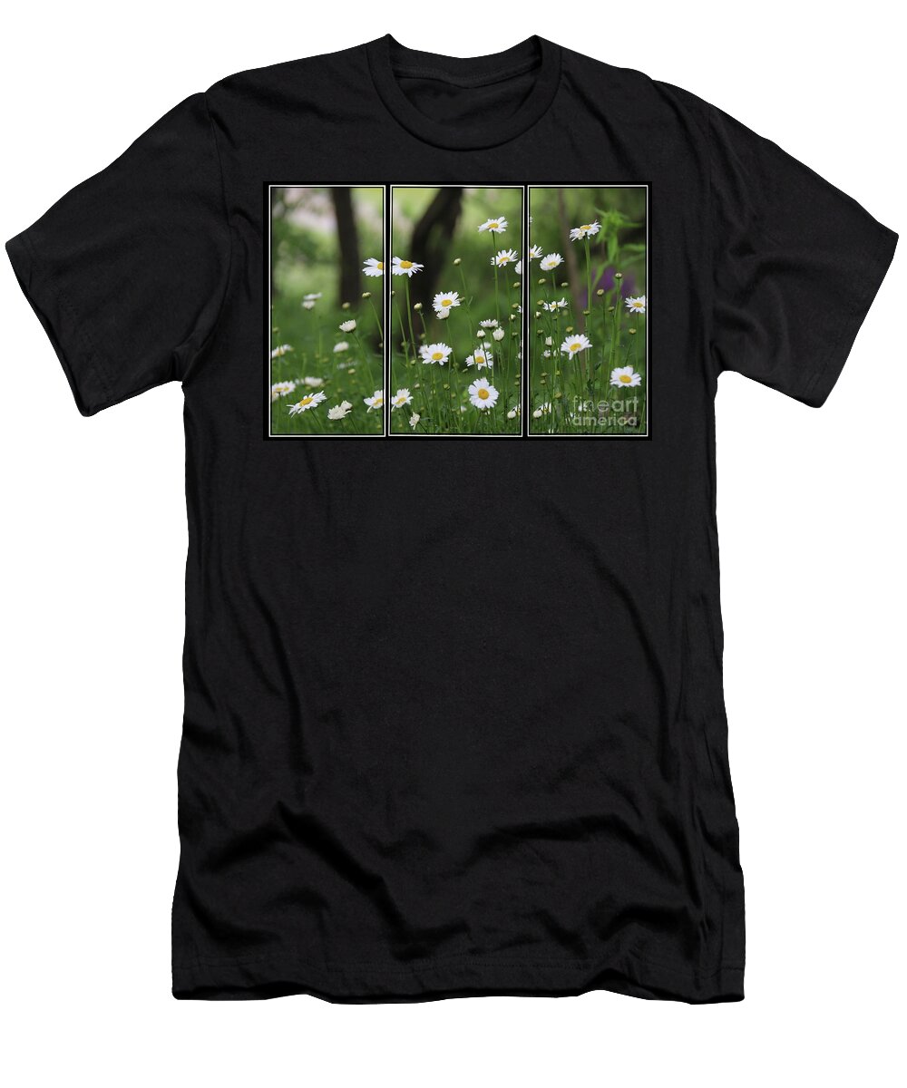 Daisy T-Shirt featuring the photograph Daisy Triptych panel by Yumi Johnson