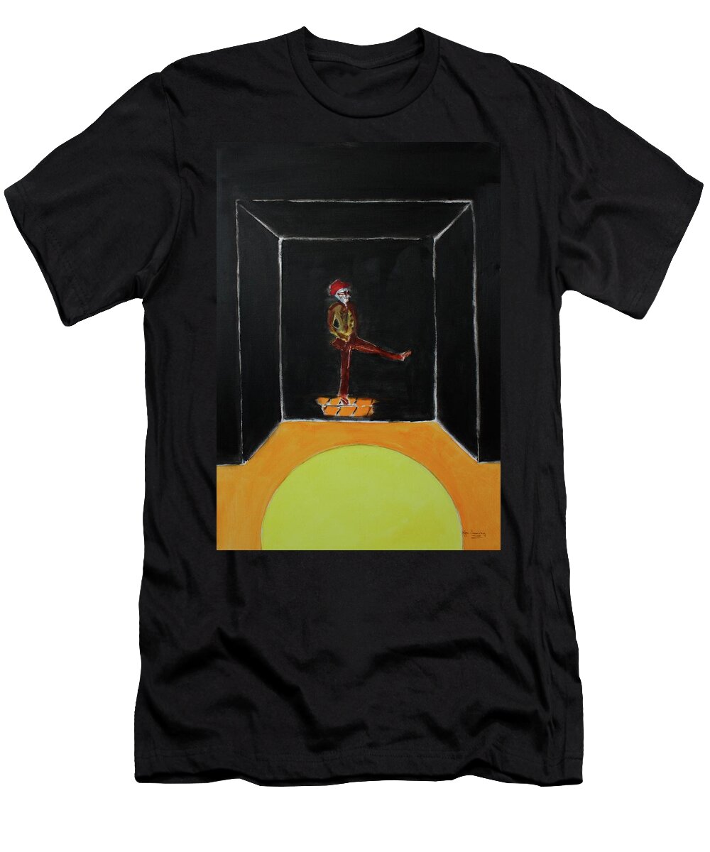 Dancing T-Shirt featuring the painting Dancing James Joyce by Roger Cummiskey