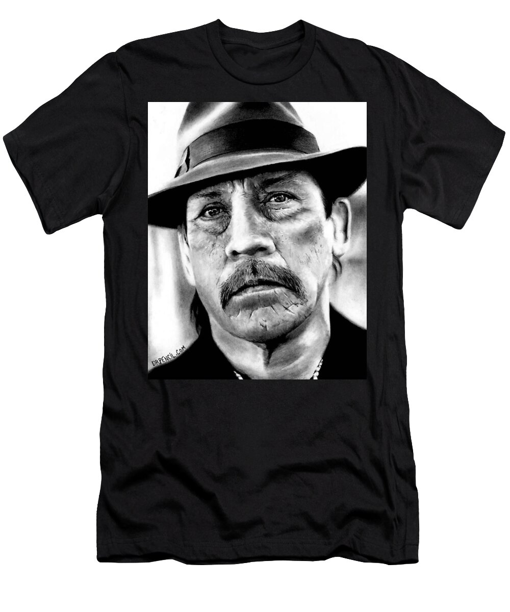 Danny Trejo T-Shirt featuring the drawing Danny Trejo as Tortuga by Rick Fortson