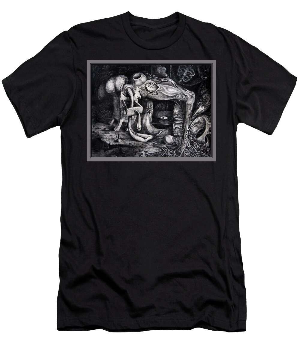 Drawing T-Shirt featuring the drawing Dark Surprise by Otto Rapp