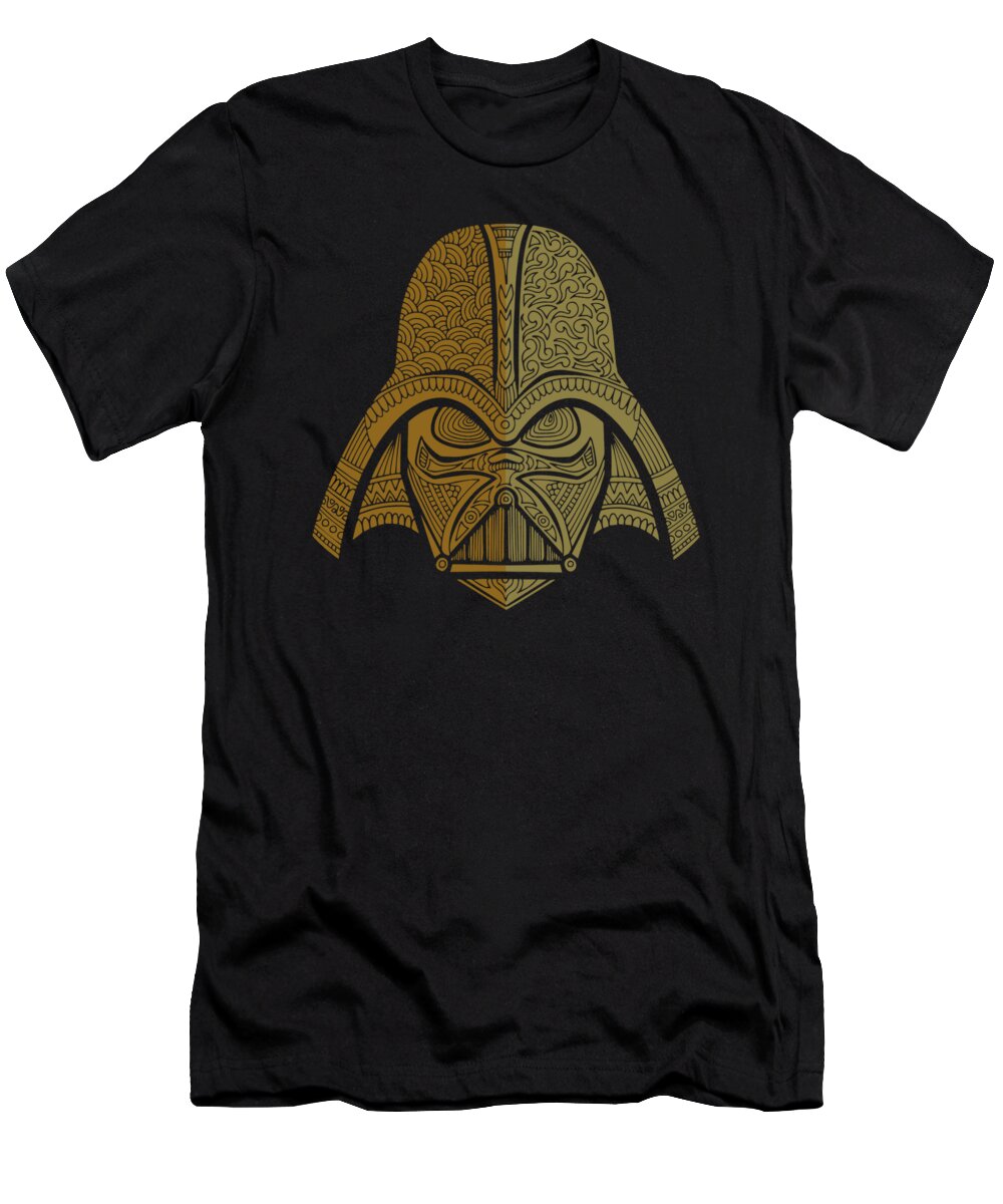 Darth Vader T-Shirt featuring the mixed media Darth Vader - Star Wars Art - Brown 02 by Studio Grafiikka