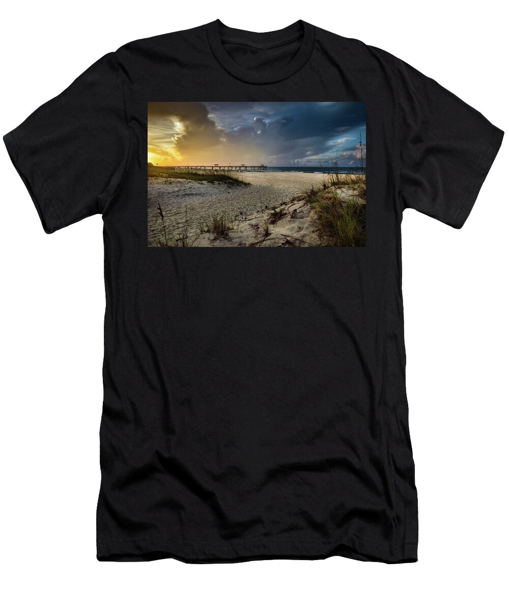Alabama T-Shirt featuring the photograph Dawn at 4 Seasons Pier and Cotton Bayou by Michael Thomas