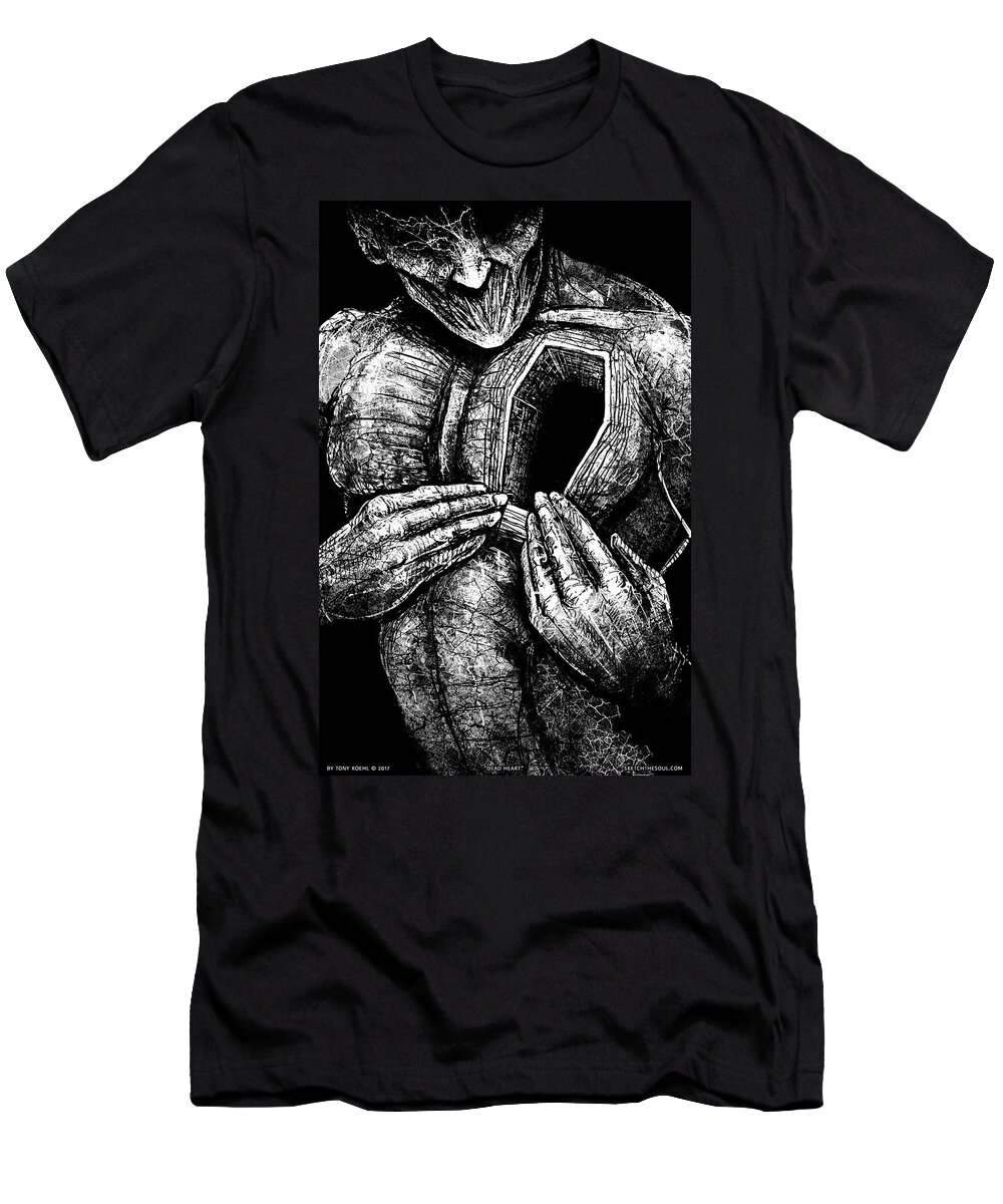 Tony Koehl T-Shirt featuring the mixed media Dead Heart by Tony Koehl