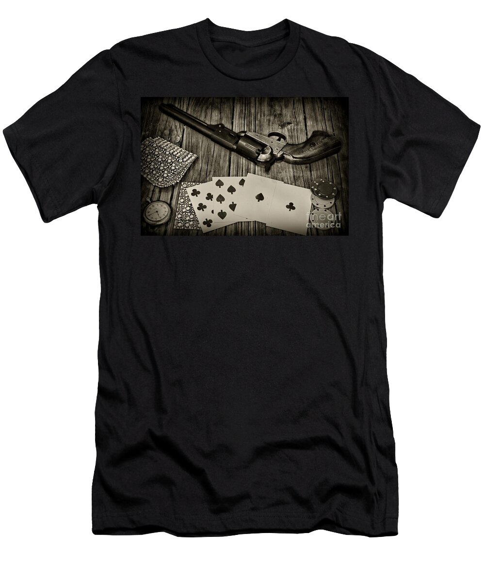 Paul Ward T-Shirt featuring the photograph Dead Mans Hand black and white by Paul Ward