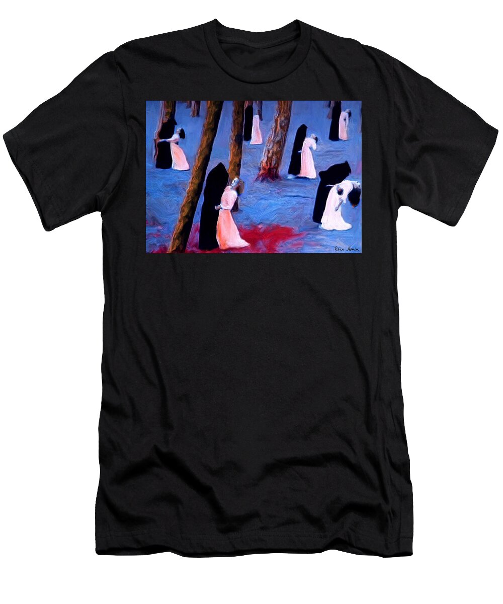 Expressionism T-Shirt featuring the digital art Death and the Maidens by Rein Nomm