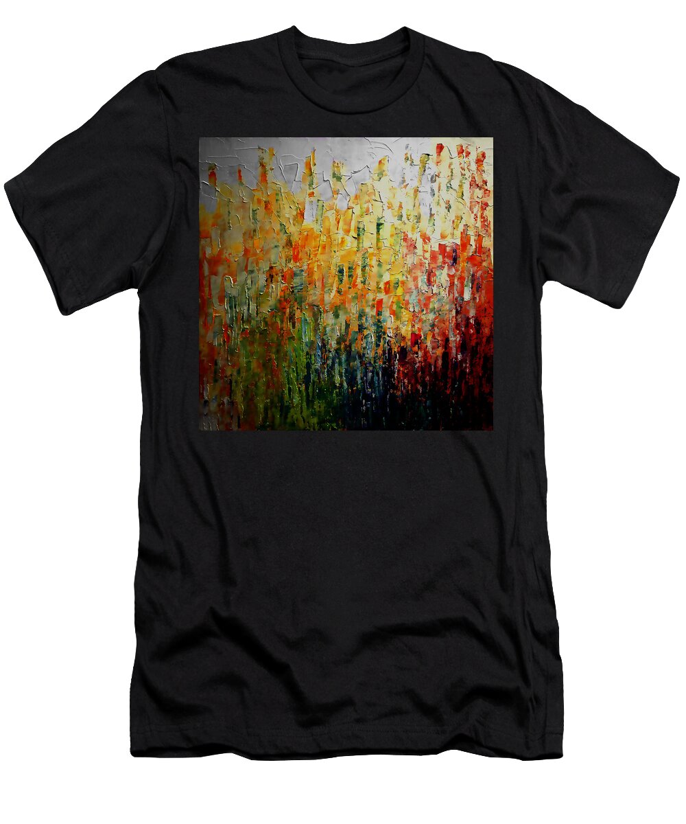 Deep T-Shirt featuring the painting Deep Garden by Linda Bailey