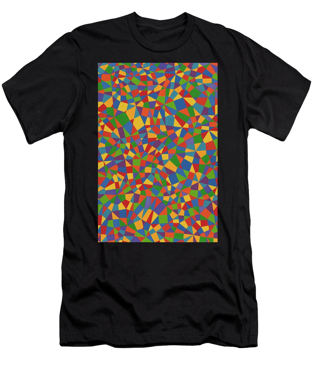 Abstract T-Shirt featuring the painting Delaunay Triptych Panel 2 by Janet Hansen