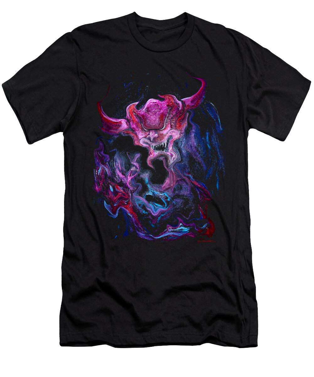Demon T-Shirt featuring the painting Demon Fire by Kevin Middleton