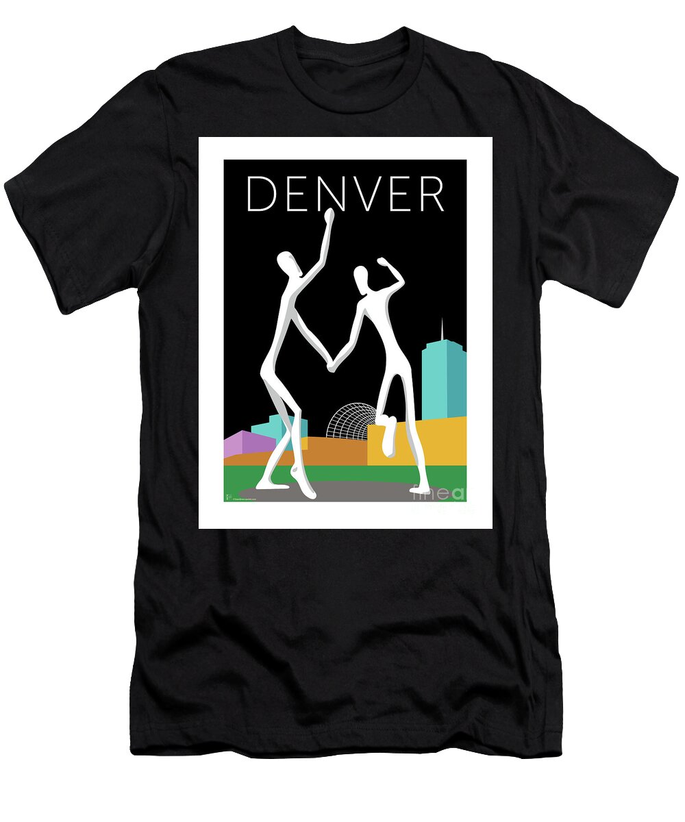 Denver T-Shirt featuring the digital art DENVER Dancers/Black by Sam Brennan