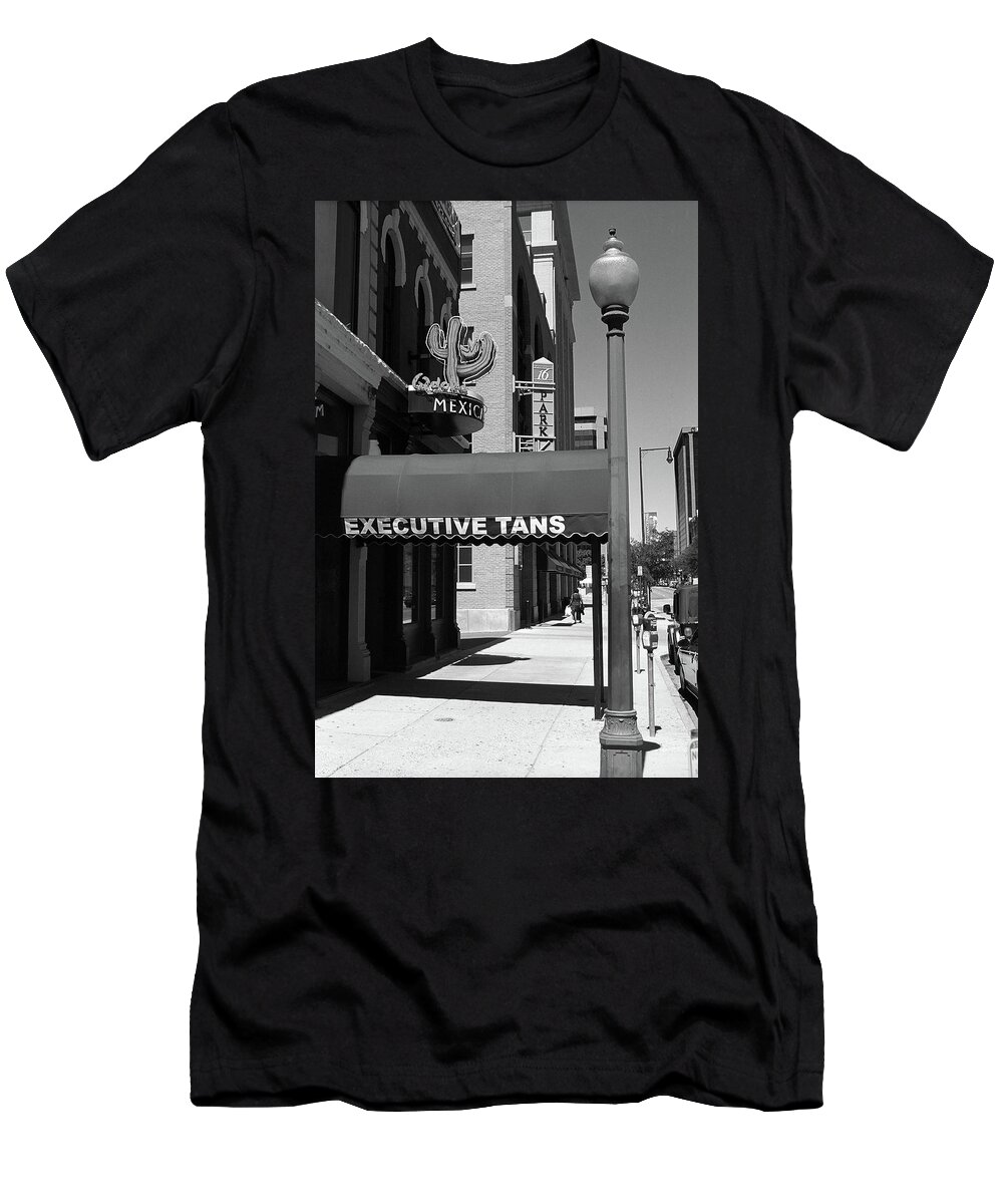 16th T-Shirt featuring the photograph Denver Downtown Storefront BW by Frank Romeo